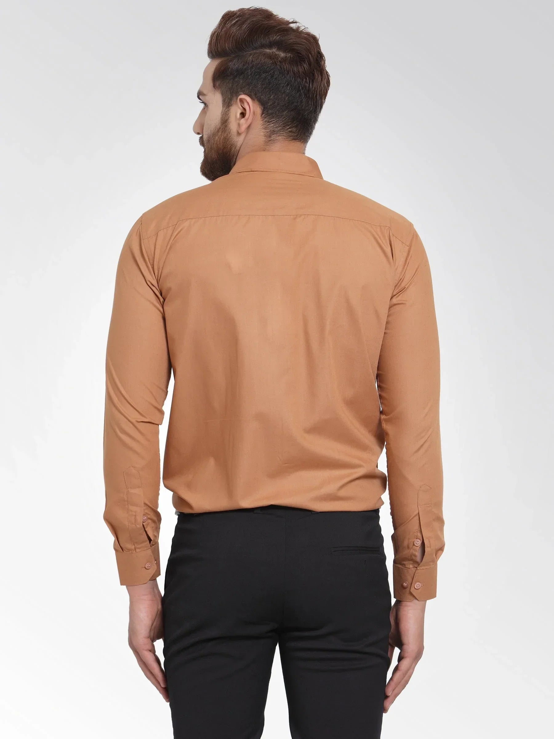 Men's Cotton Solid Rust Orange Formal Shirt's - Taantav