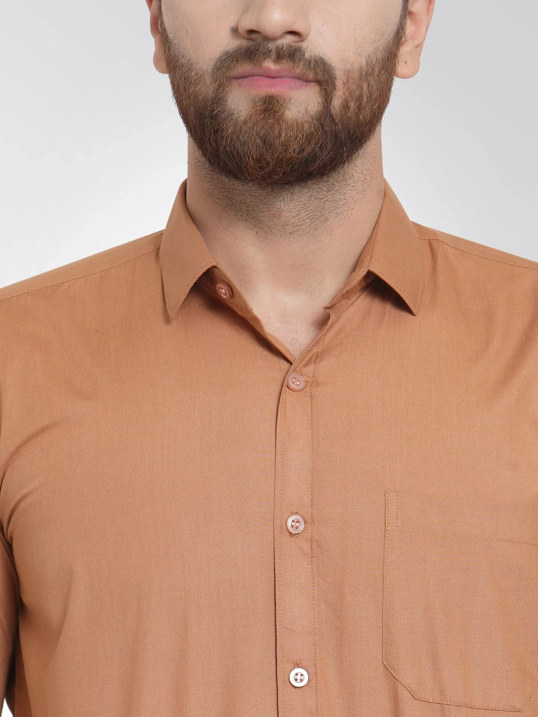 Men's Cotton Solid Rust Orange Formal Shirt's - Taantav