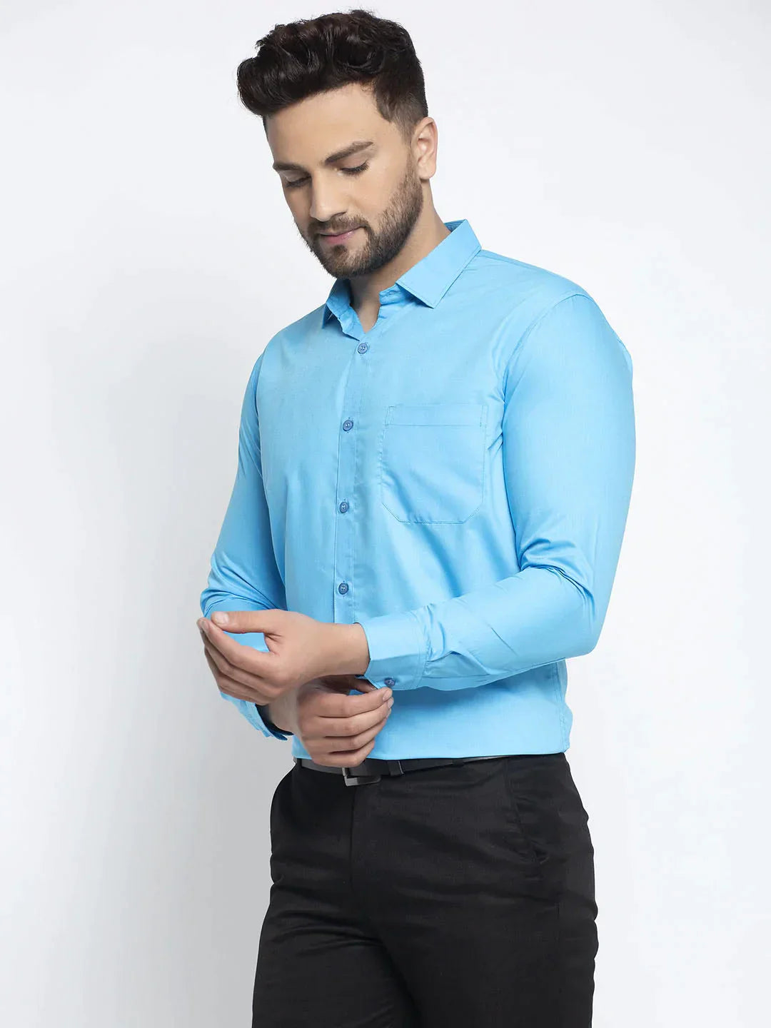 Men's Cotton Solid Sky Blue Formal Shirt's - Taantav