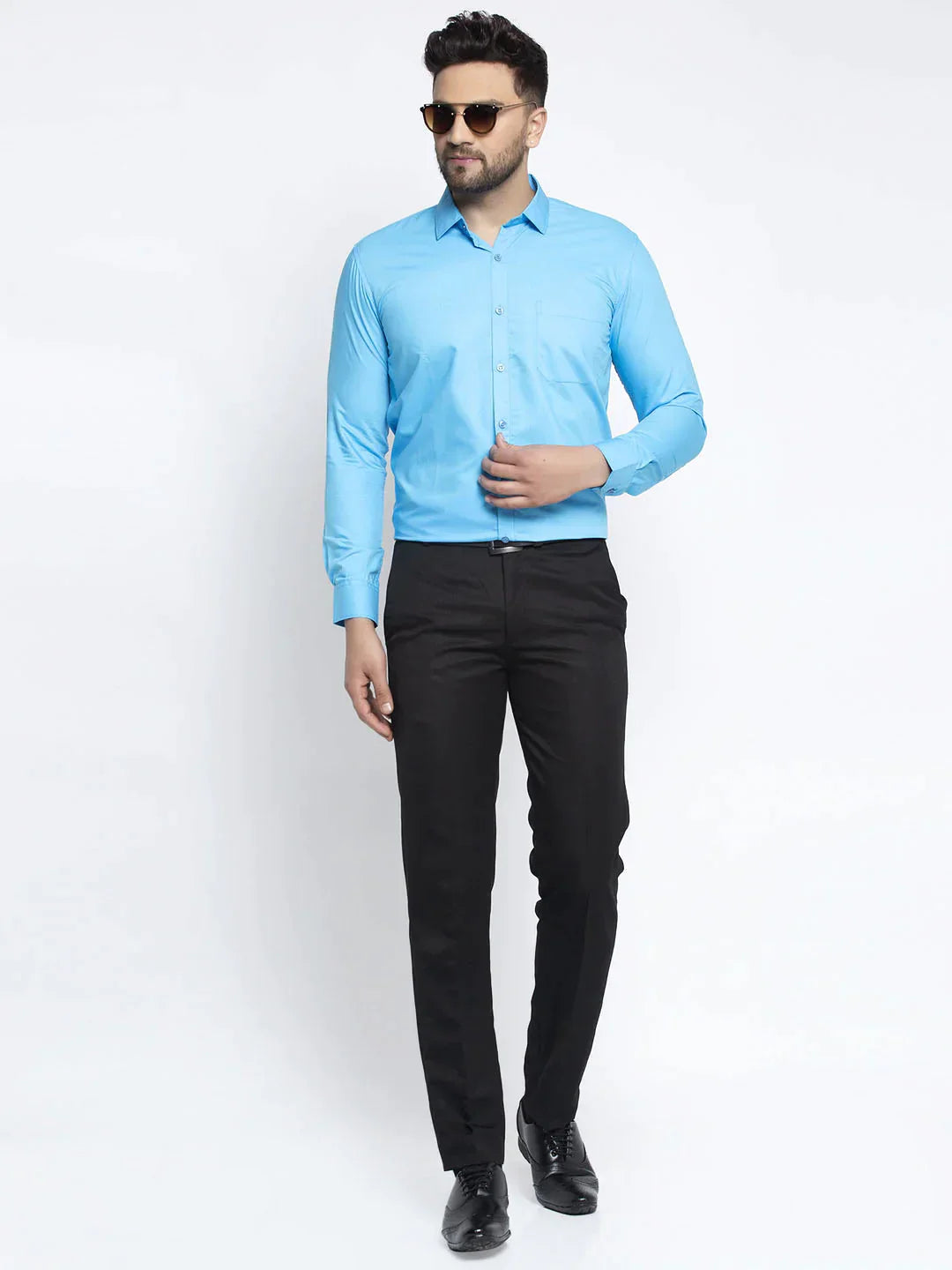 Men's Cotton Solid Sky Blue Formal Shirt's - Taantav