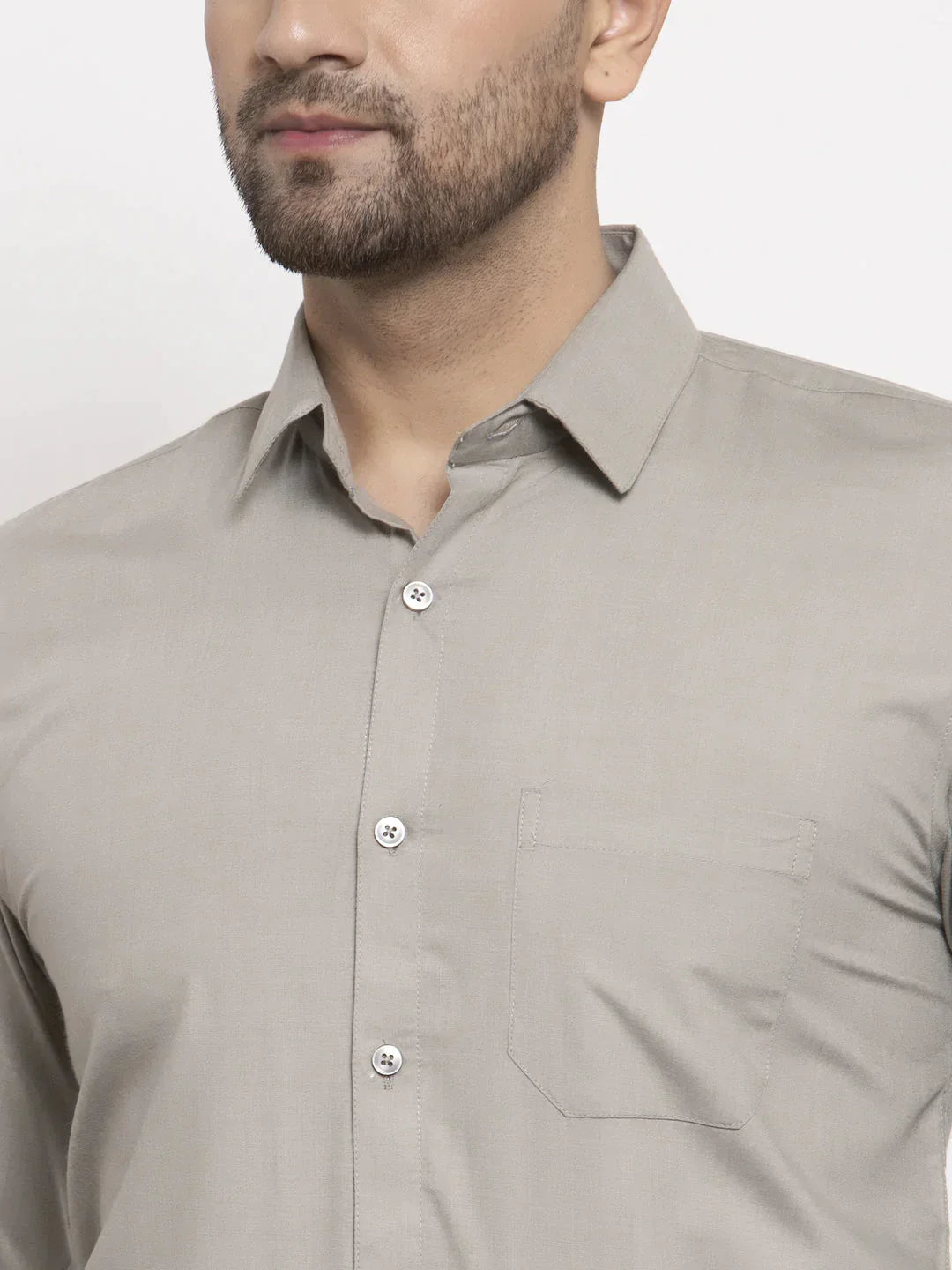 Men's Cotton Solid Steel Grey Formal Shirt's - Taantav