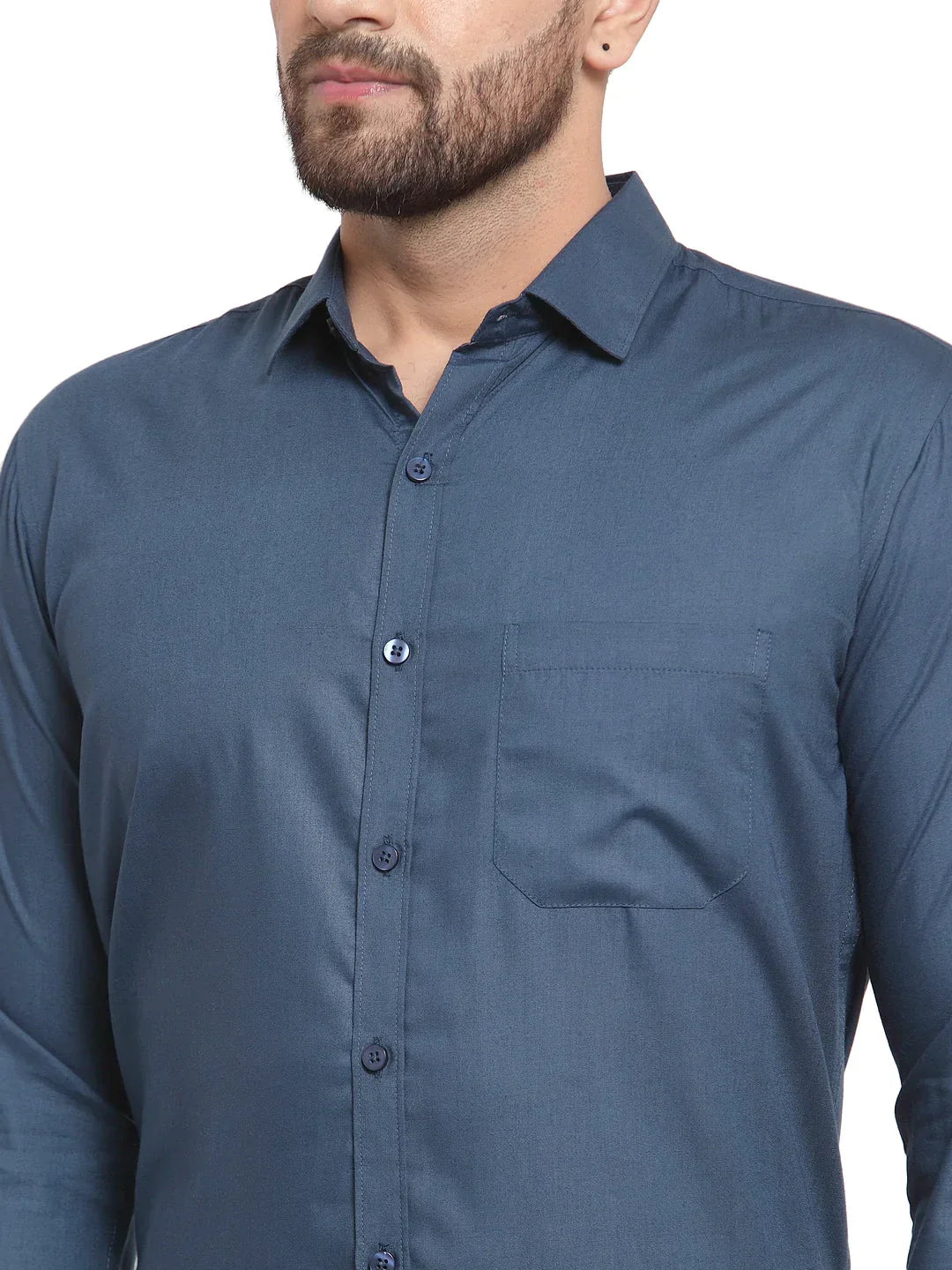 Men's Cotton Solid Teal Blue Formal Shirt's - Taantav