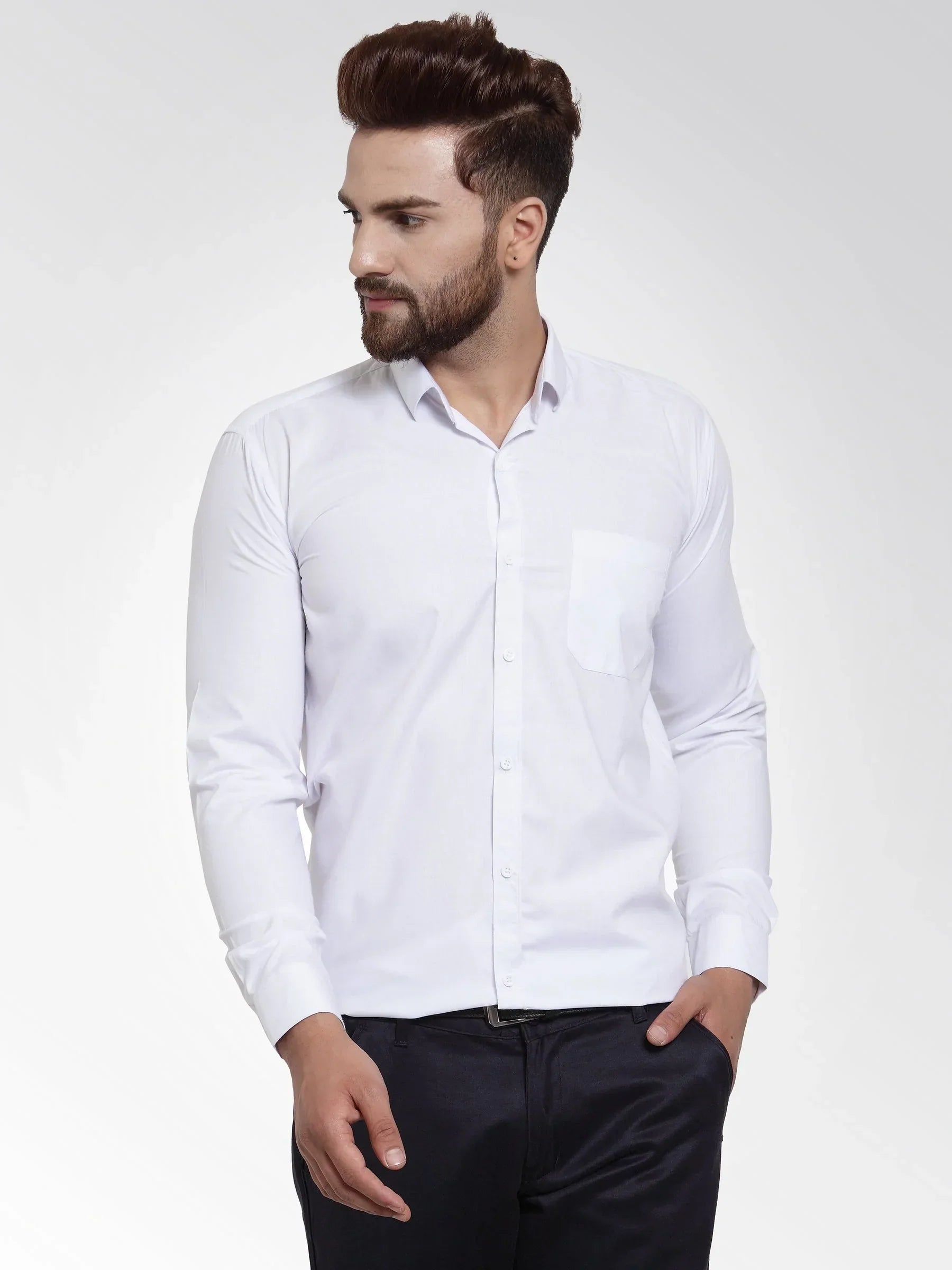 Men's Cotton Solid White Formal Shirt's - Taantav