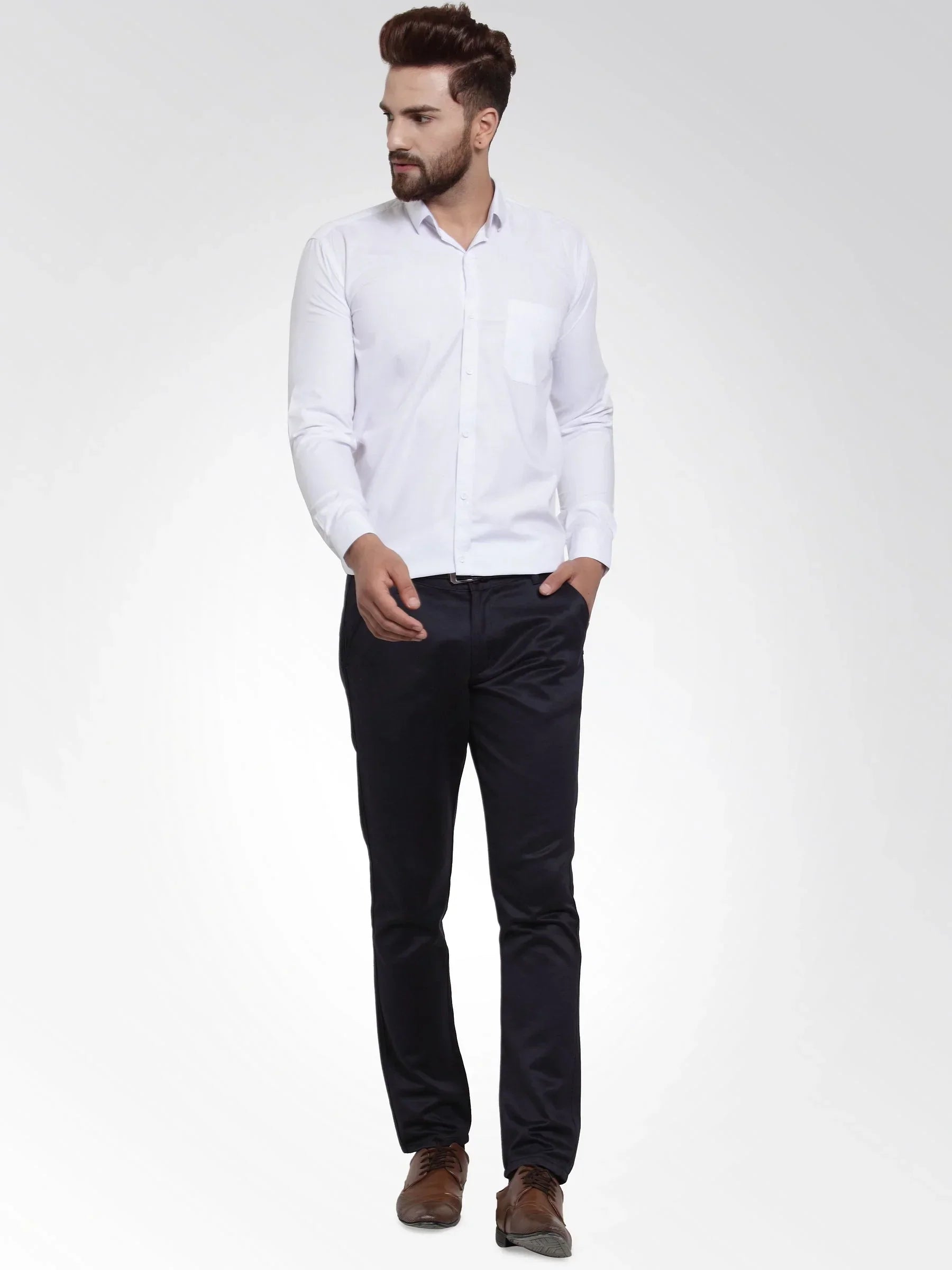 Men's Cotton Solid White Formal Shirt's - Taantav