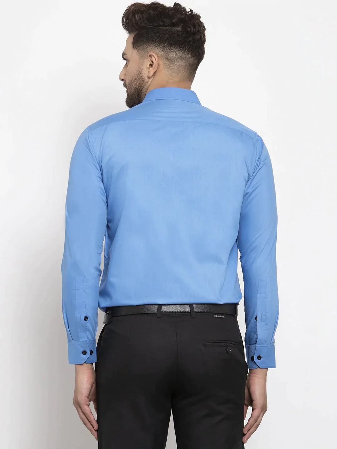 Men's Light Blue Formal Shirt with black detailing - Taantav