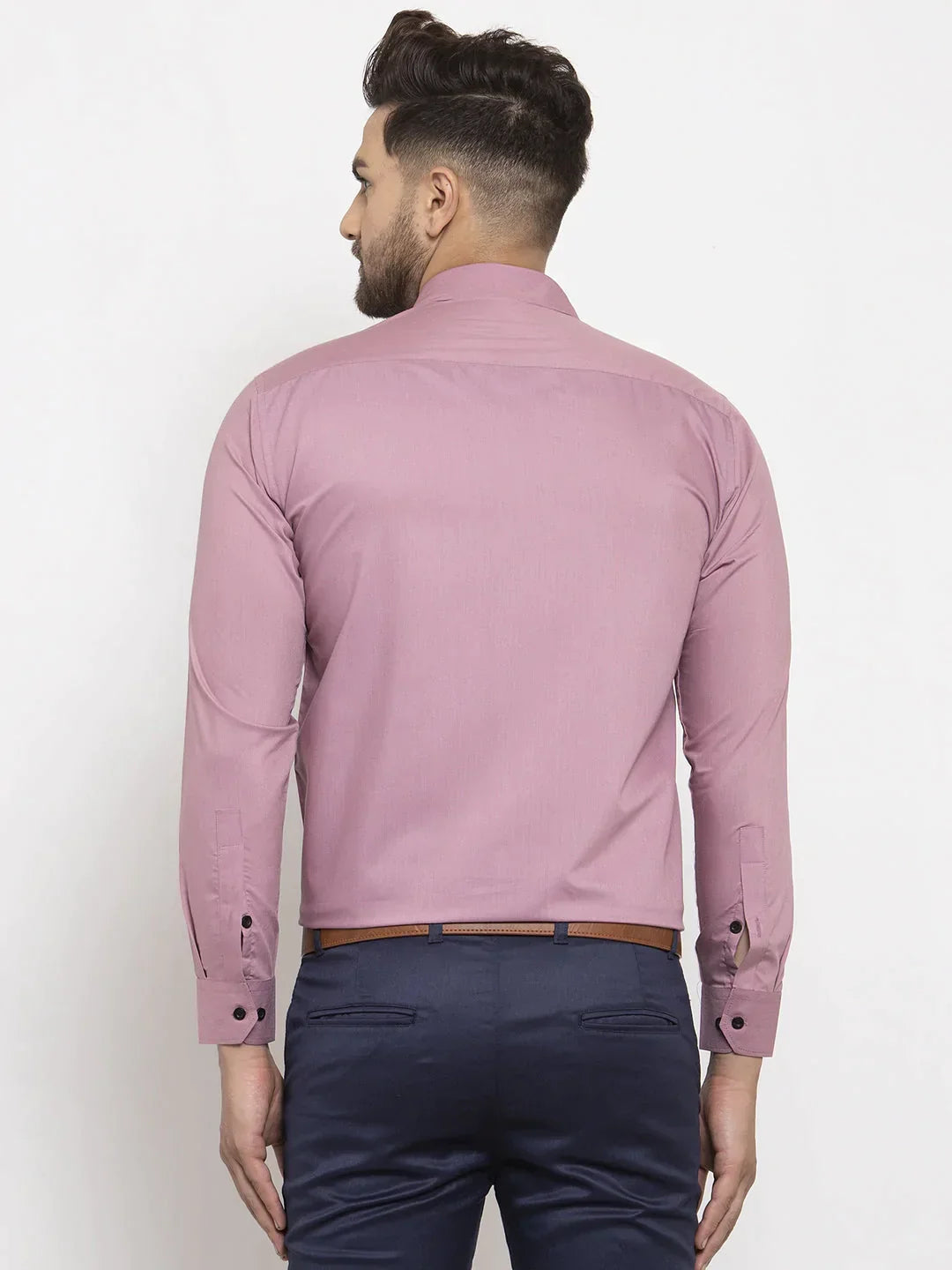 Men's Magenta Formal Shirt with black detailing - Taantav