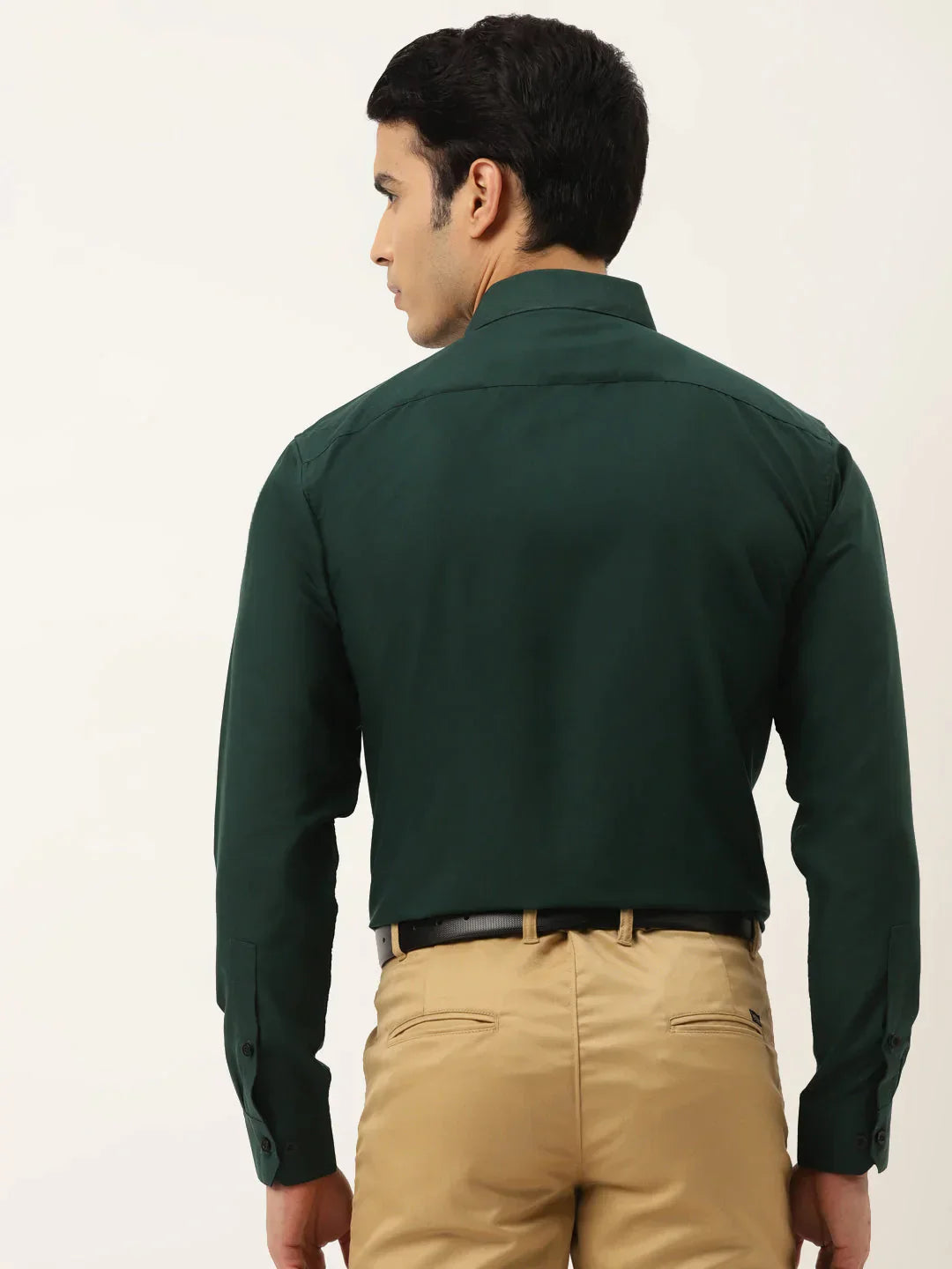 Men's Olive Green Formal Shirt with black detailing - Taantav