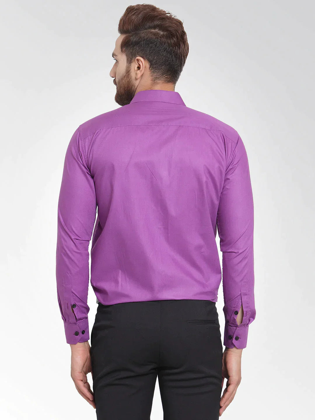 Men's Purple Formal Shirt with black detailing - Taantav