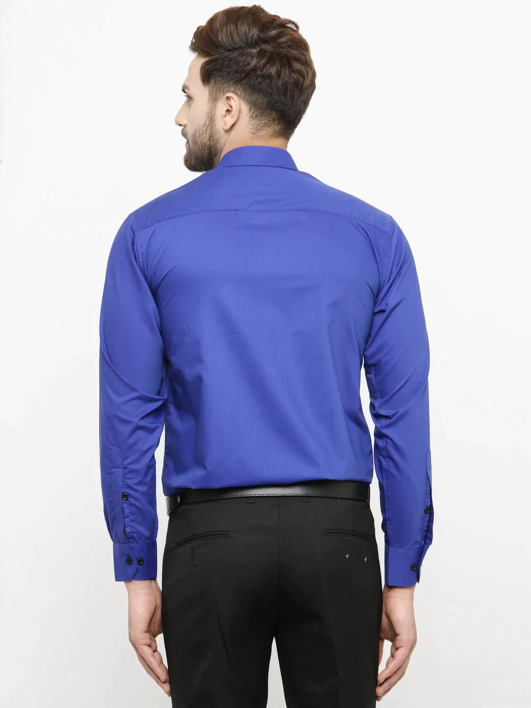 Men's Royal Blue Formal Shirt with black detailing - Taantav