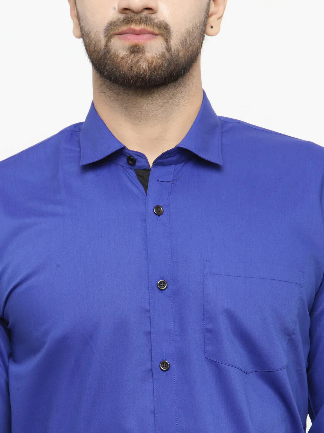 Men's Royal Blue Formal Shirt with black detailing - Taantav