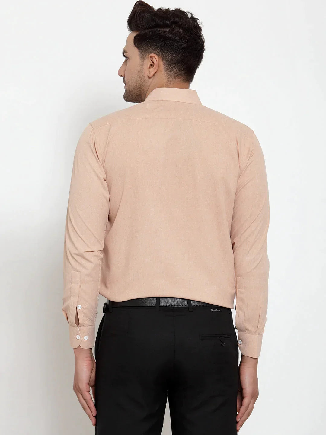 Men's Light-Brown Formal Shirt with white detailing - Taantav