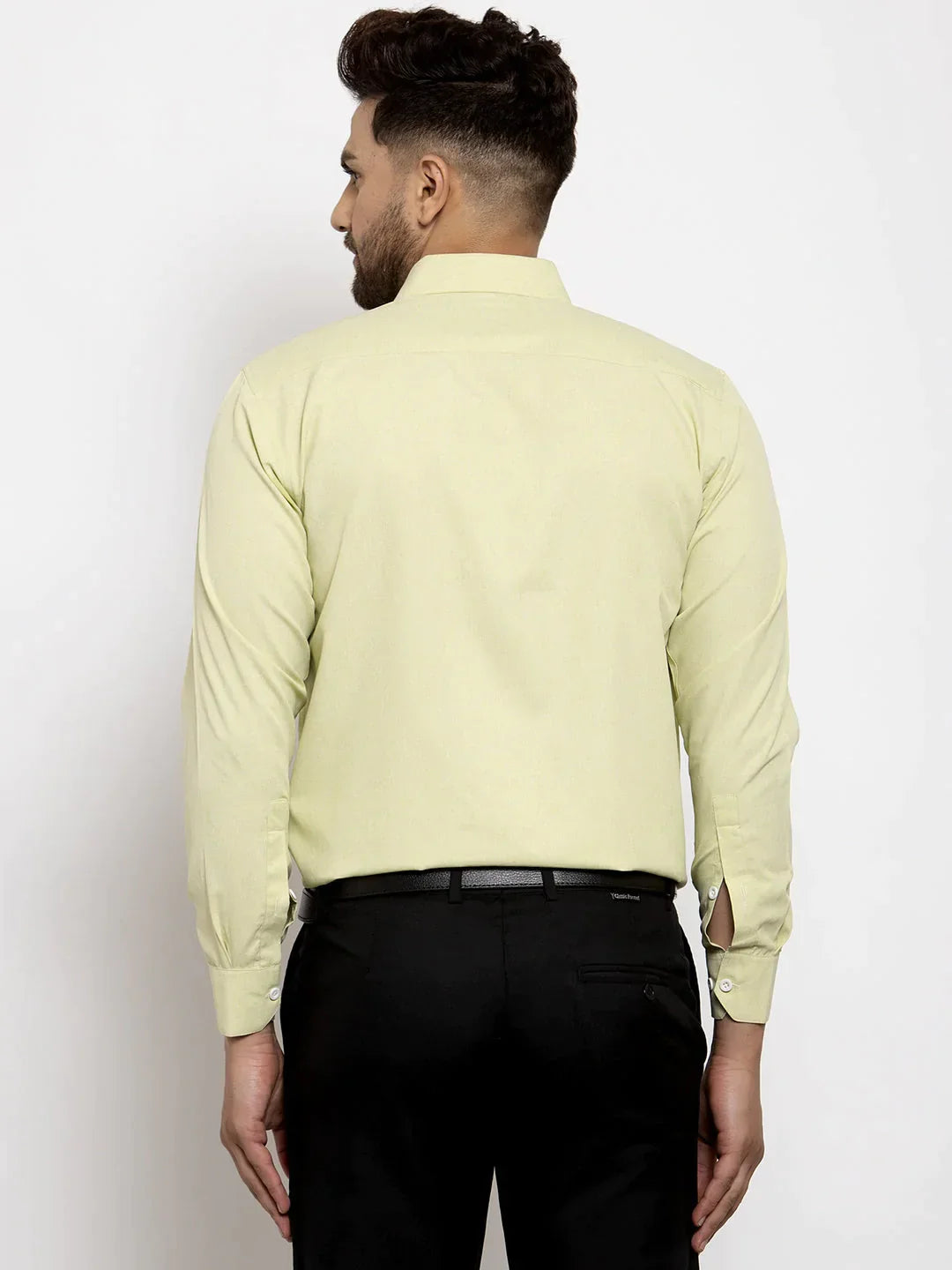 Men's Lime Green Formal Shirt with white detailing - Taantav