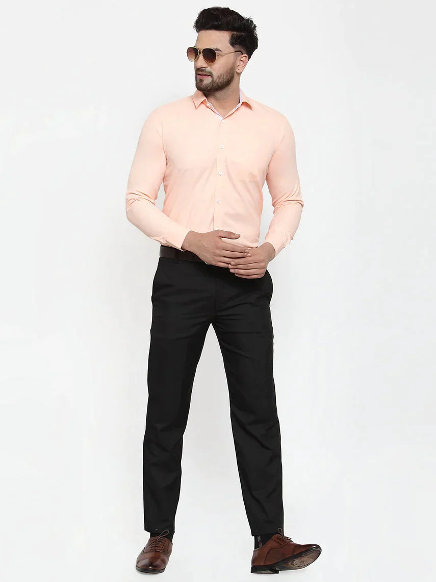 Men's Orange Formal Shirt with white detailing - Taantav