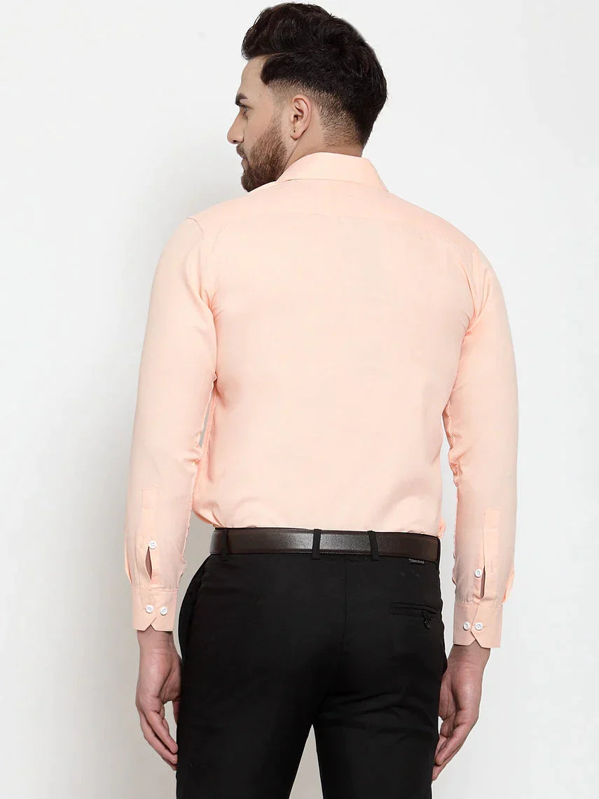 Men's Orange Formal Shirt with white detailing - Taantav