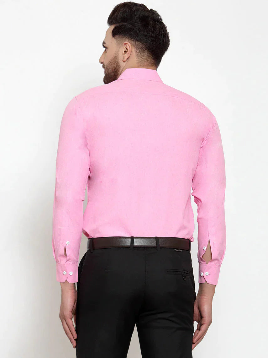 Men's Pink Formal Shirt with white detailing - Taantav