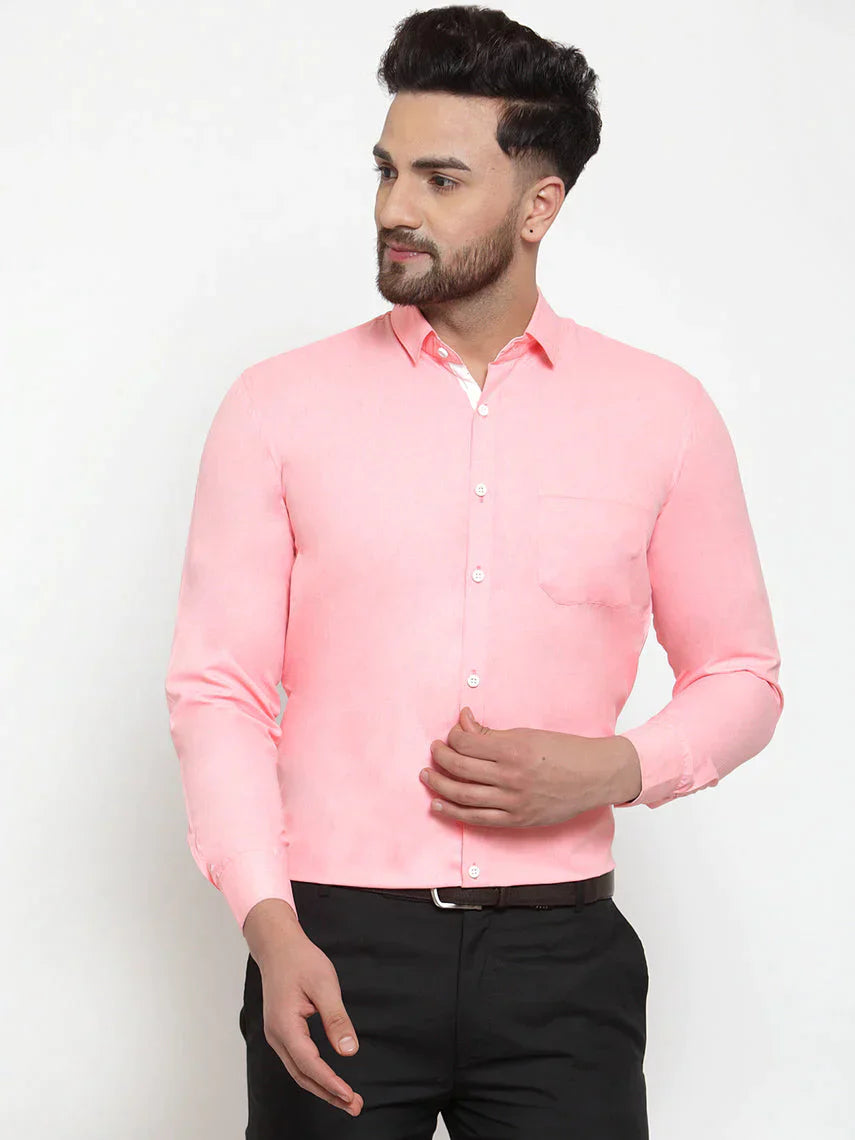 Men's Red Formal Shirt with white detailing - Taantav