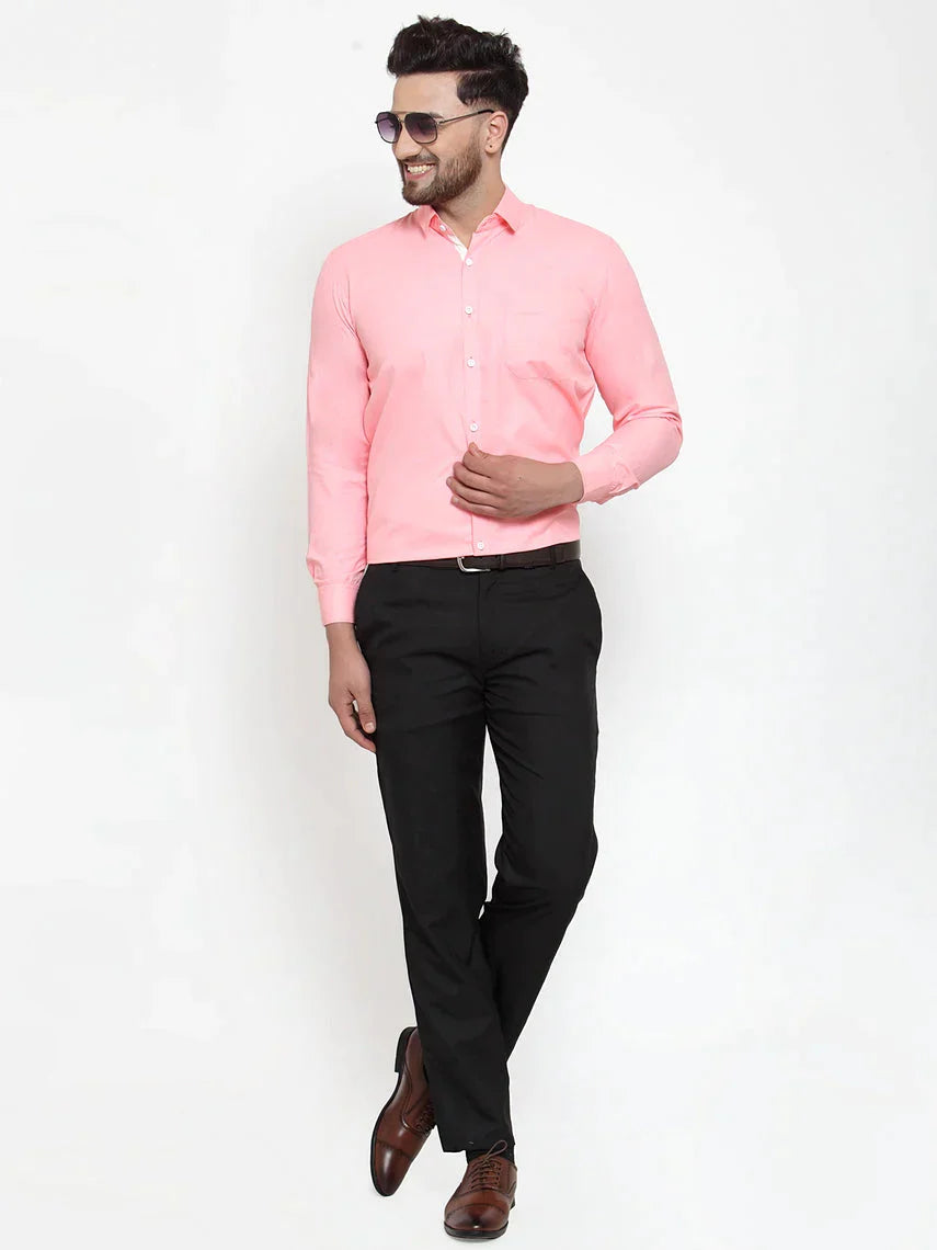 Men's Red Formal Shirt with white detailing - Taantav