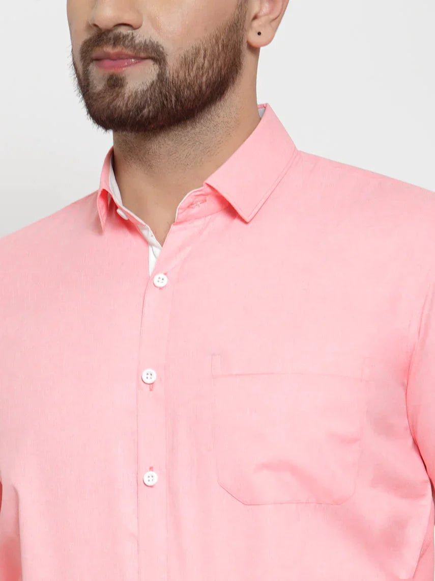 Men's Red Formal Shirt with white detailing - Taantav