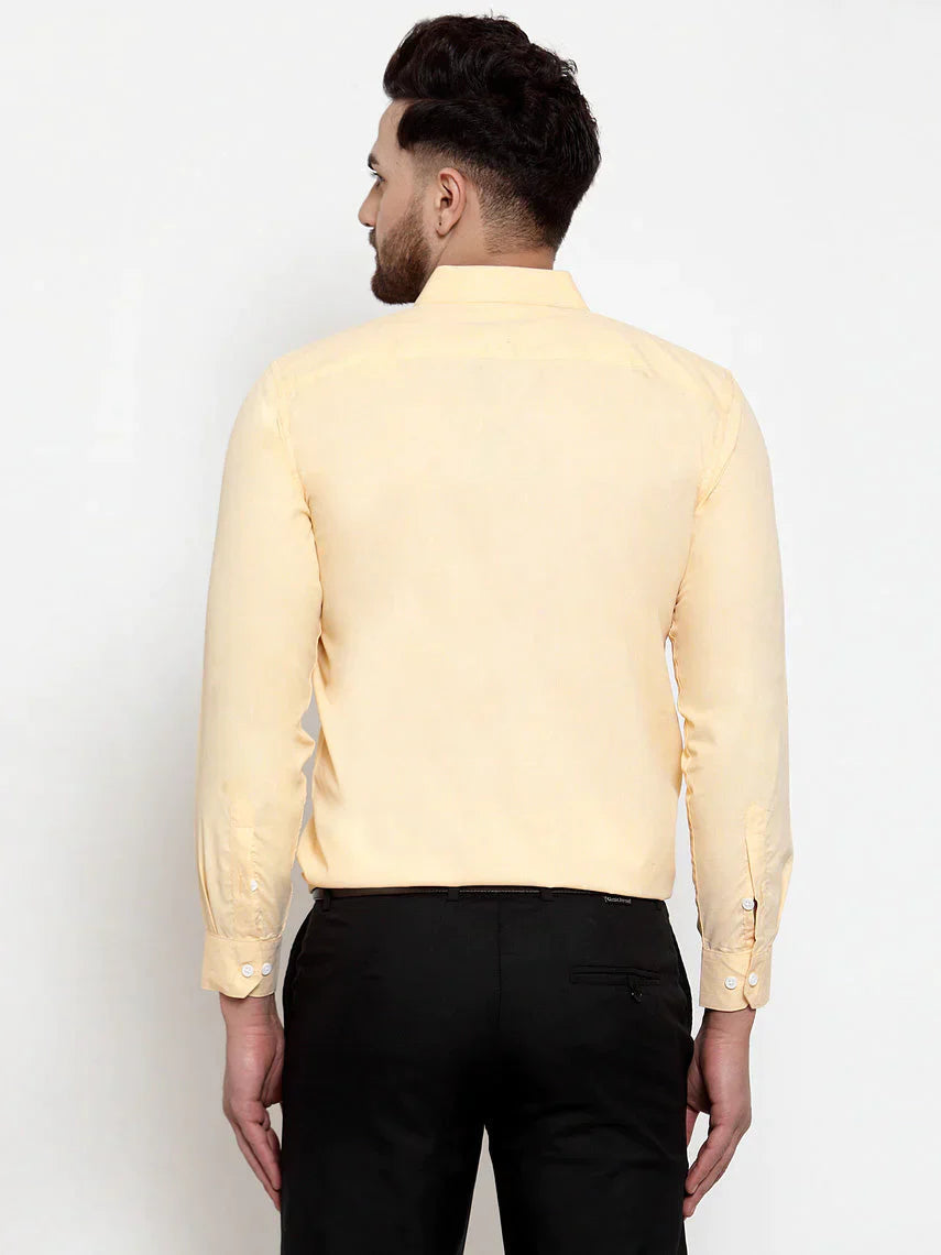 Men's Yellow Formal Shirt with white detailing - Taantav