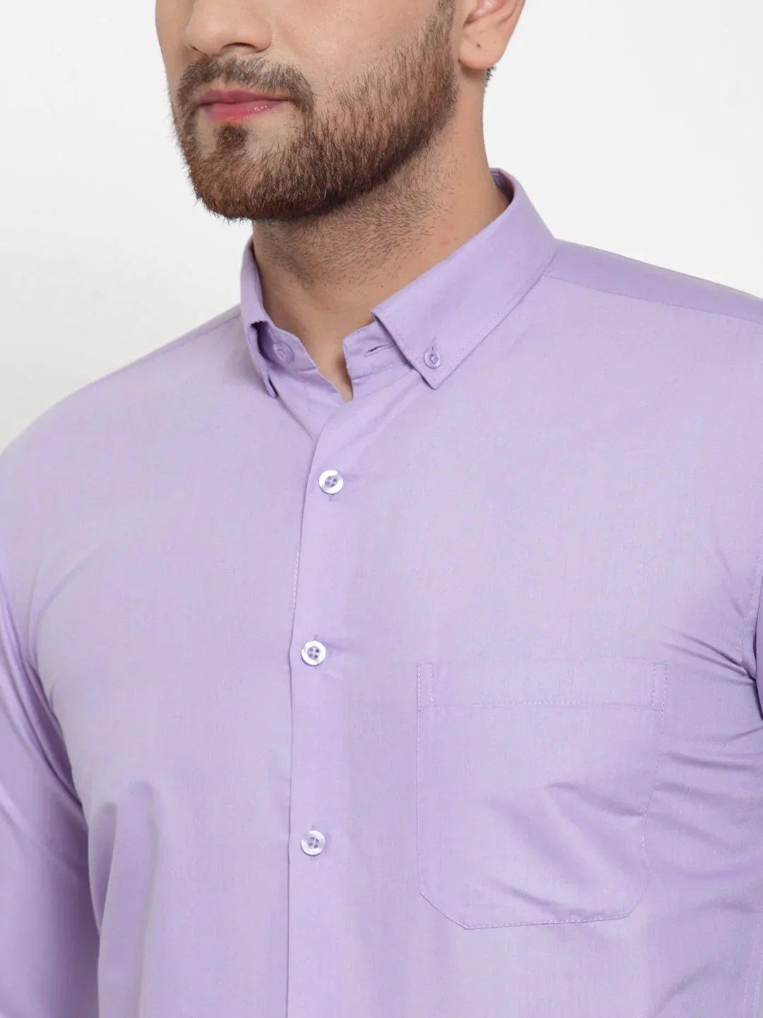 Men's Purple Cotton Solid Button Down Formal Shirts - Taantav