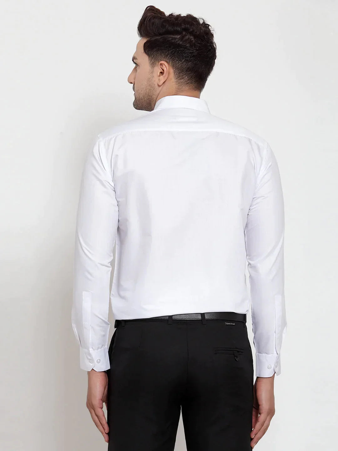 Men's White Cotton Solid Button Down Formal Shirts - Taantav