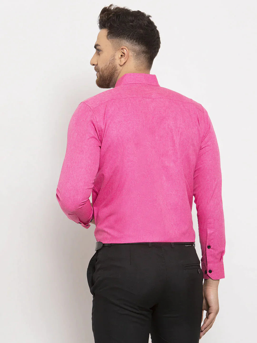 Men's Pink Cotton Solid Button Down Formal Shirts - Taantav