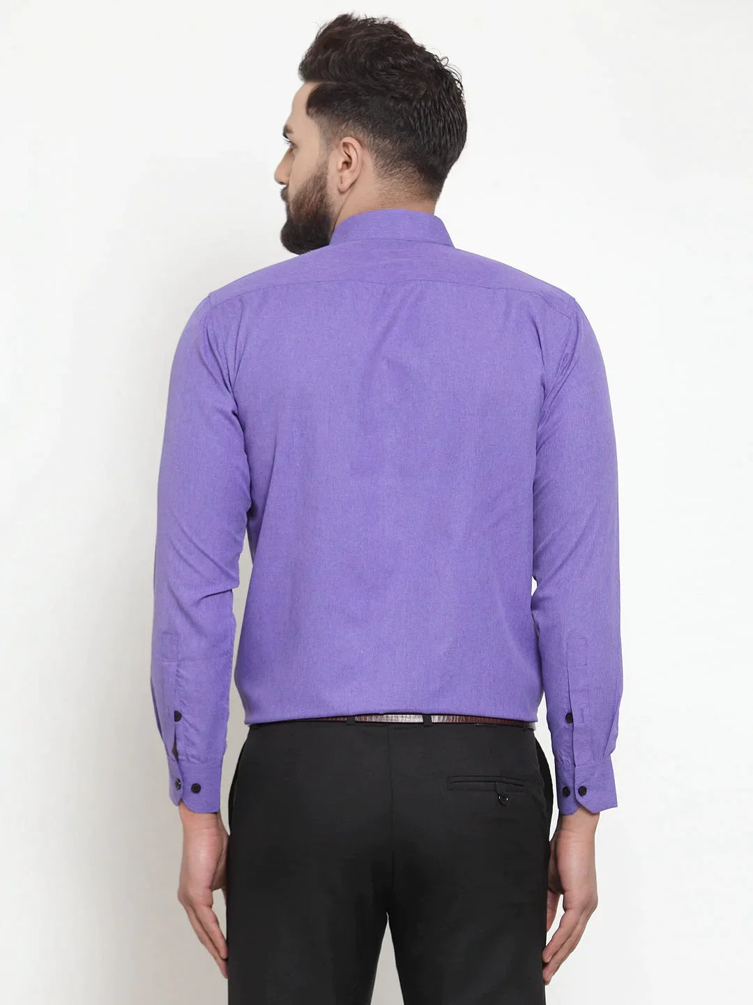 Men's Purple Cotton Solid Button Down Formal Shirts - Taantav