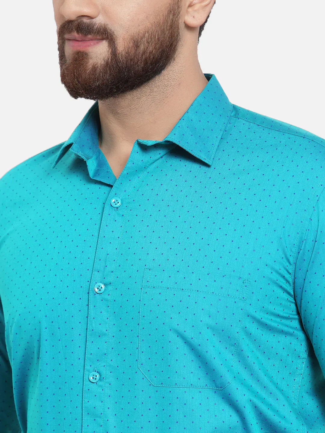 Men's Green Cotton Polka Dots Formal Shirts - Taantav