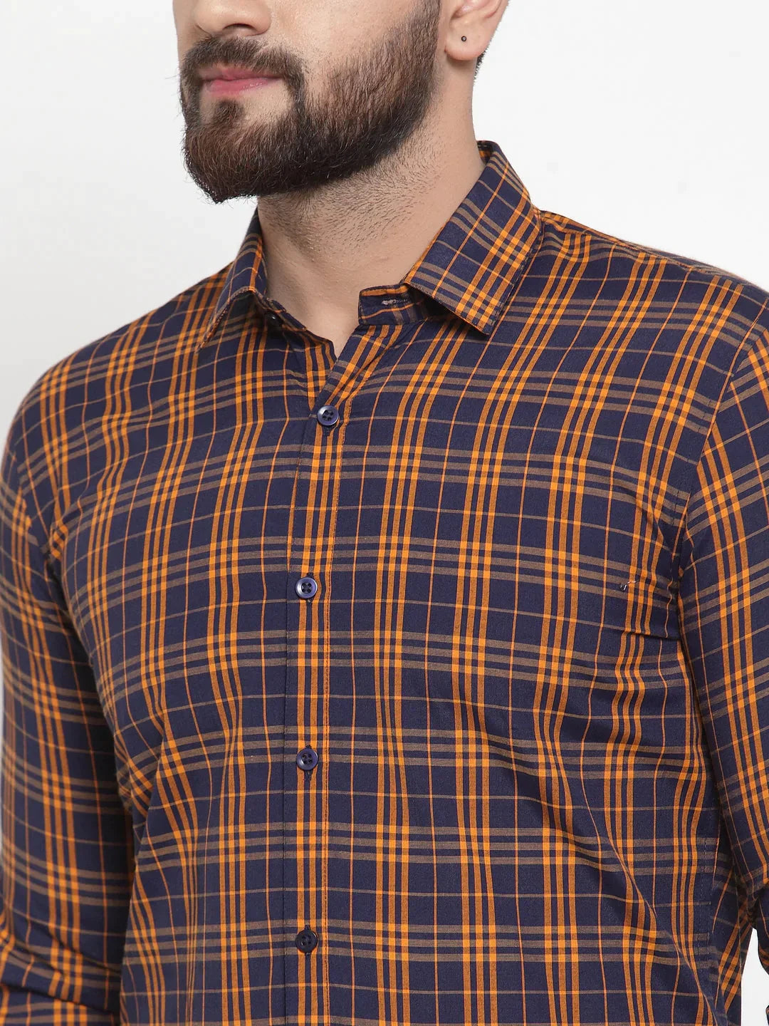 Men's Multi Cotton Checked Formal Shirts - Taantav