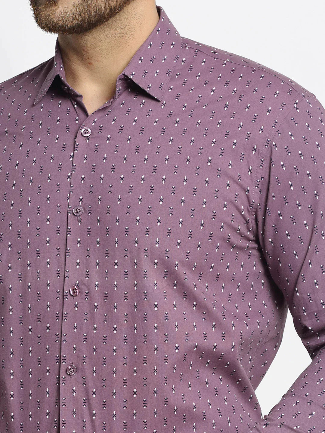 Men's Magenta Cotton Printed Formal Shirt's - Taantav