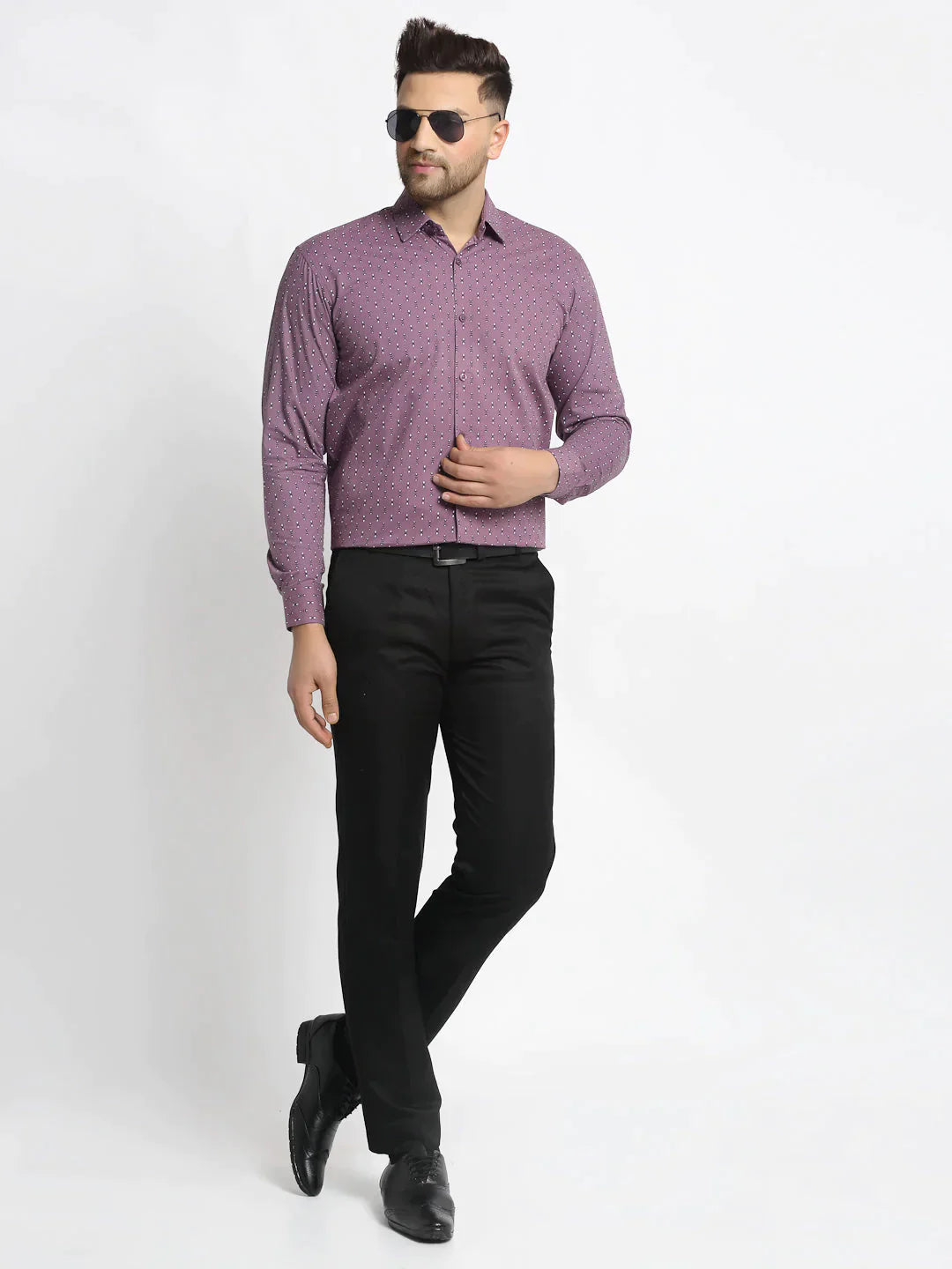 Men's Magenta Cotton Printed Formal Shirt's - Taantav