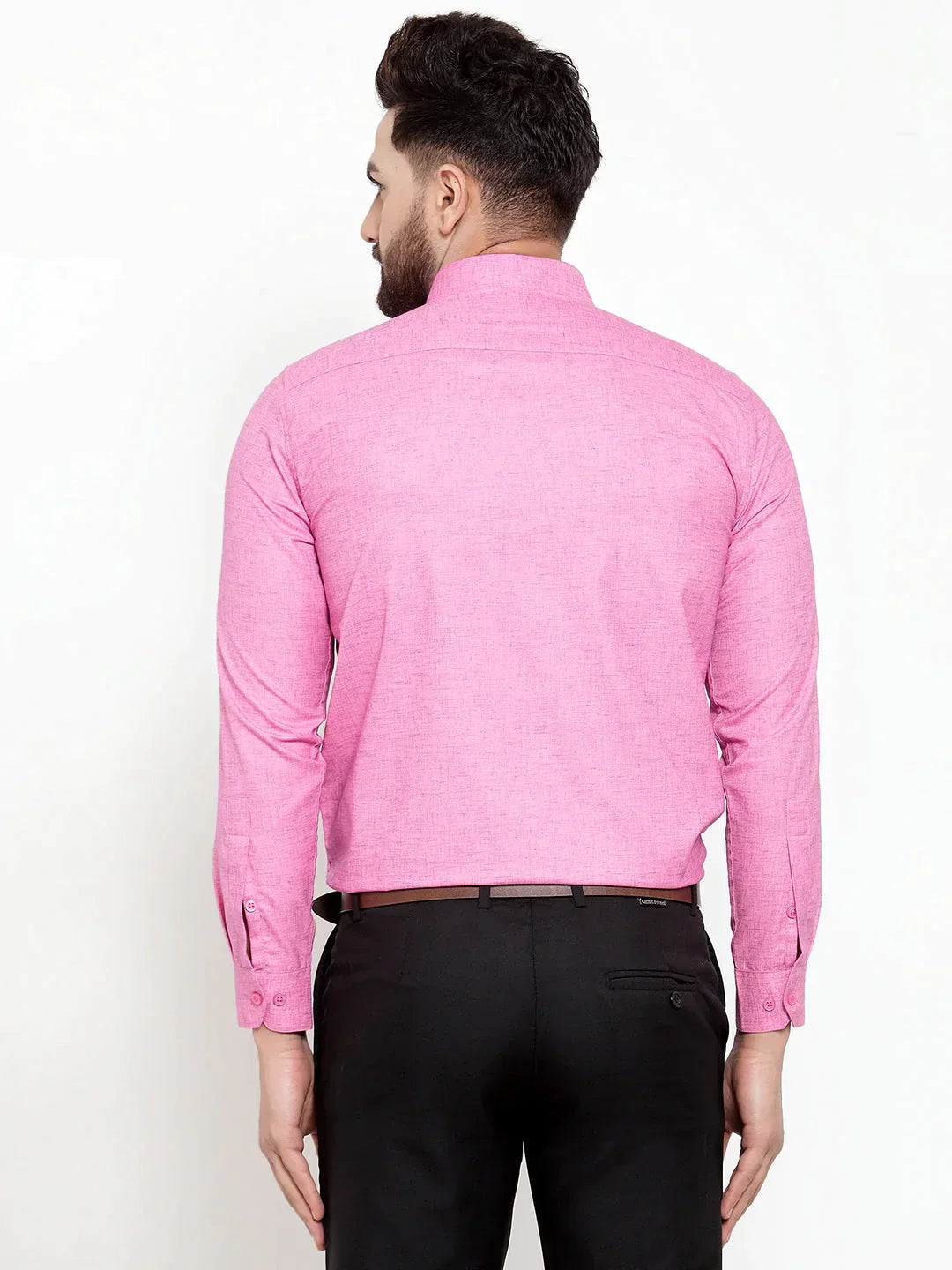 Men's Pink Cotton Solid Button Down Formal Shirts - Taantav