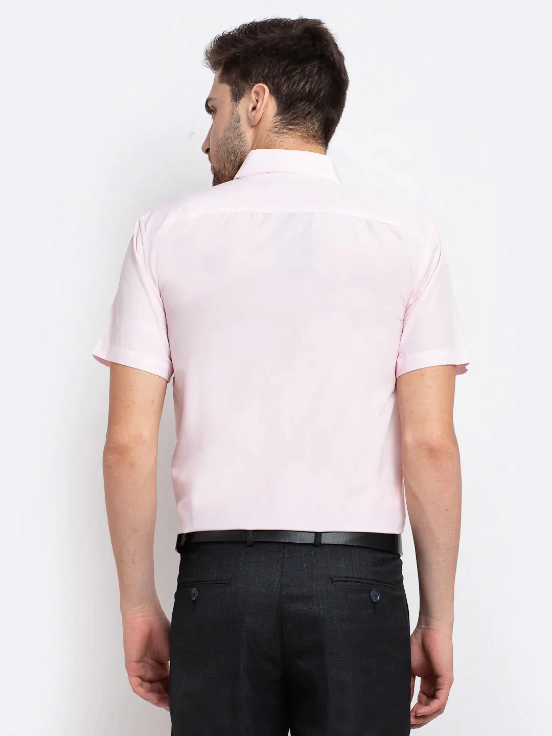 Men's Pink Cotton Half Sleeves Solid Formal Shirts - Taantav