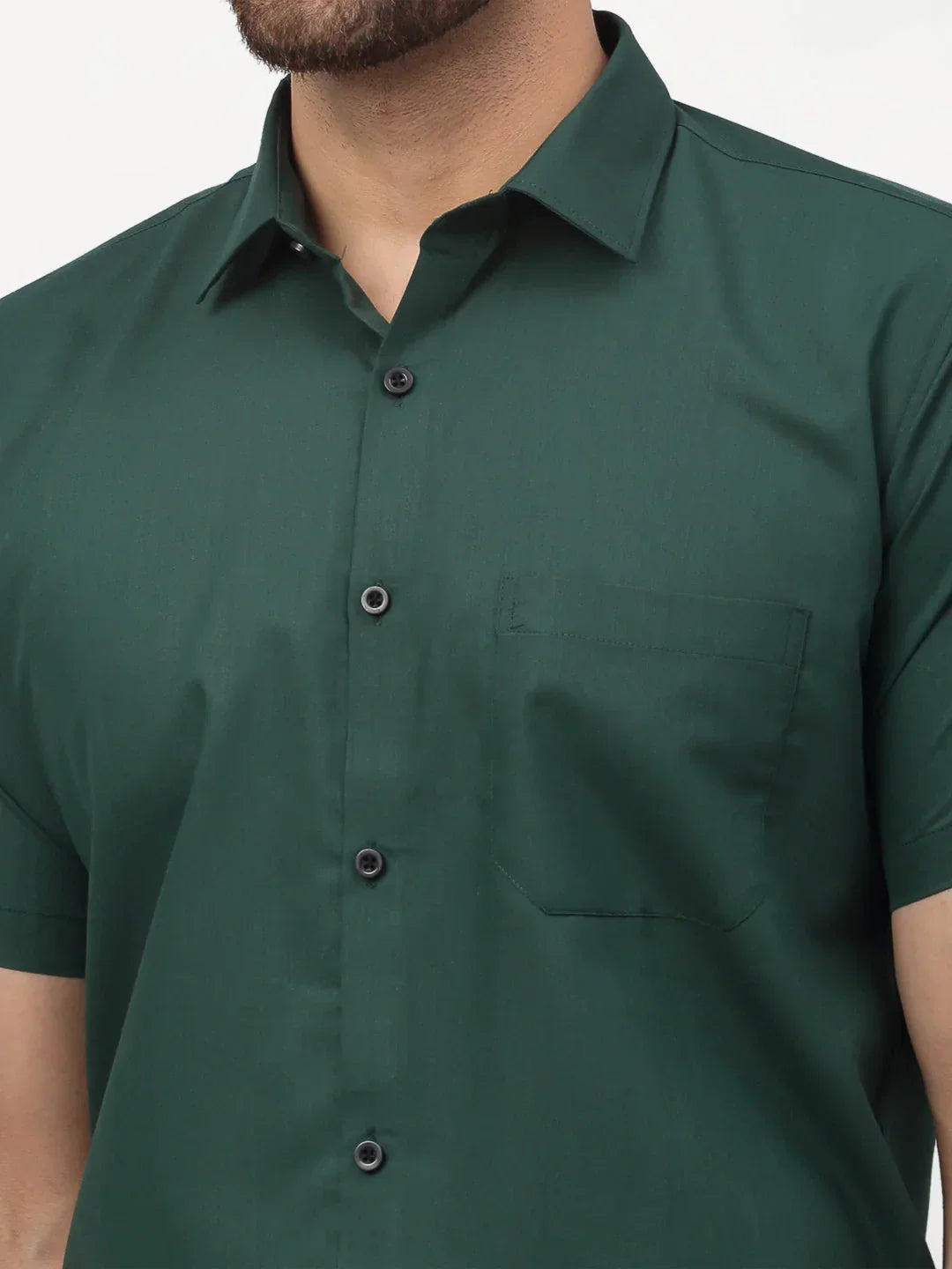 Men's Olive Cotton Half Sleeves Solid Formal Shirts - Taantav