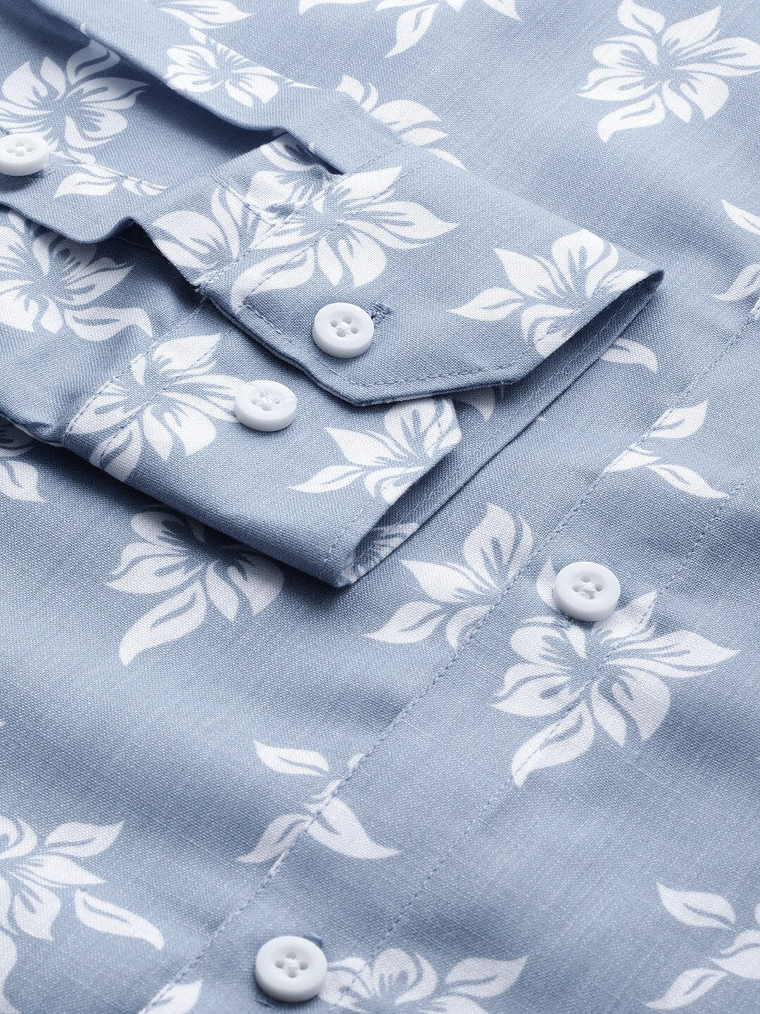 Men's Blue Cotton Printed Formal Shirt's - Taantav