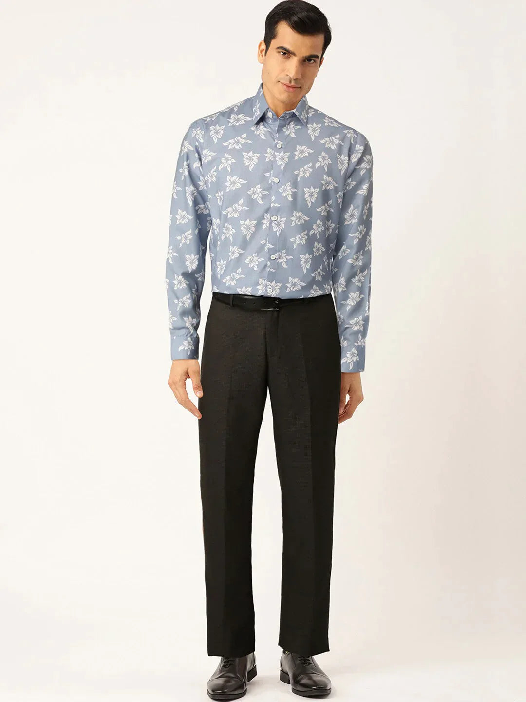 Men's Blue Cotton Printed Formal Shirt's - Taantav