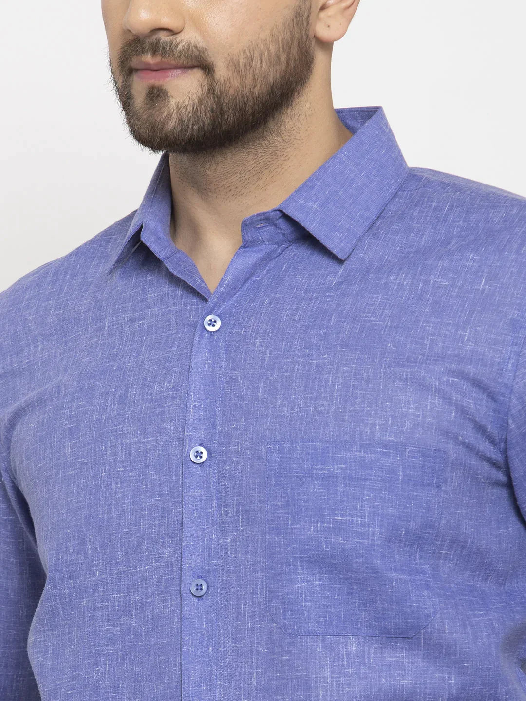 Men's Blue Dobby Solid Formal Shirts - Taantav