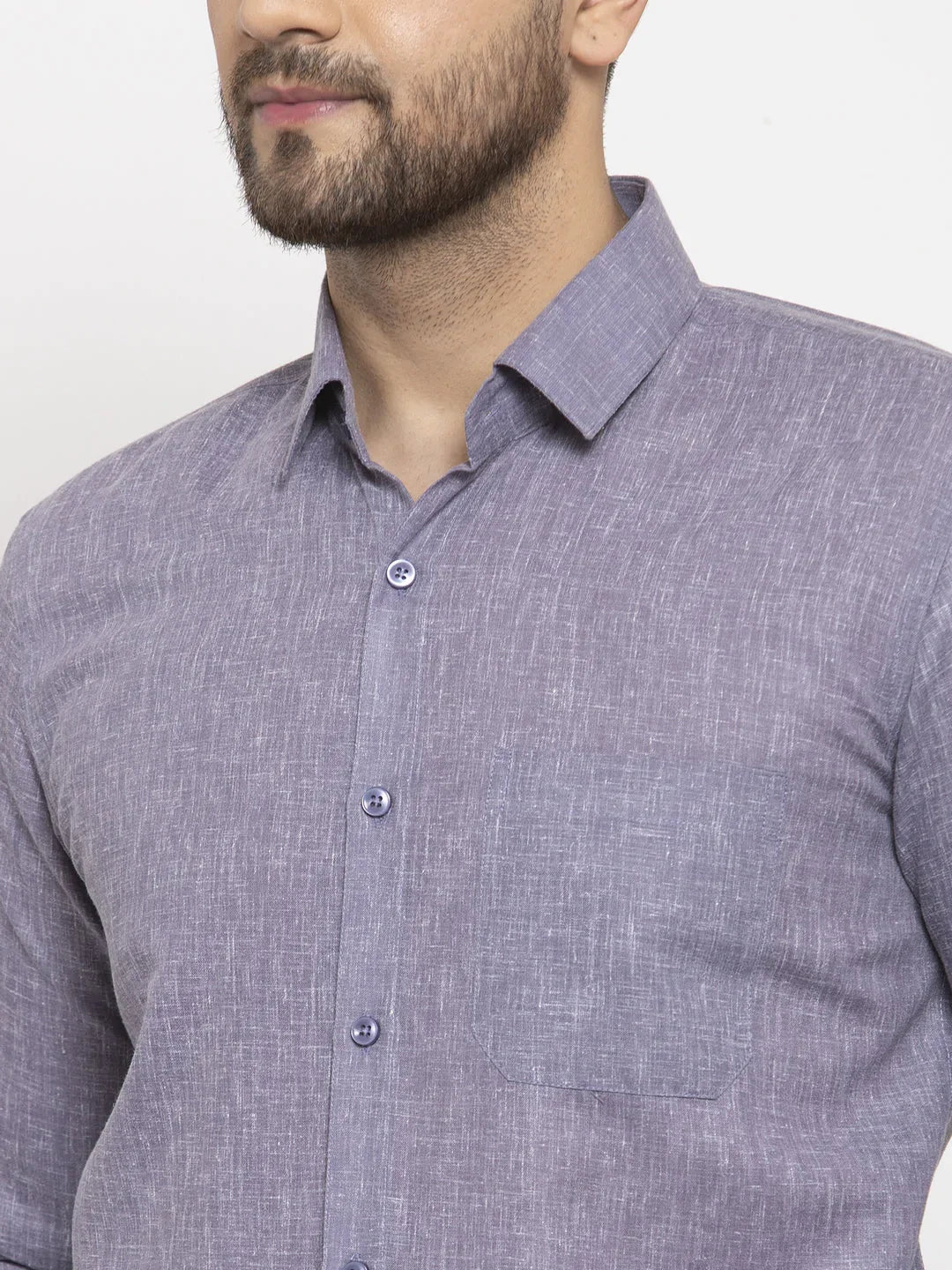 Men's Grey Dobby Solid Formal Shirts - Taantav