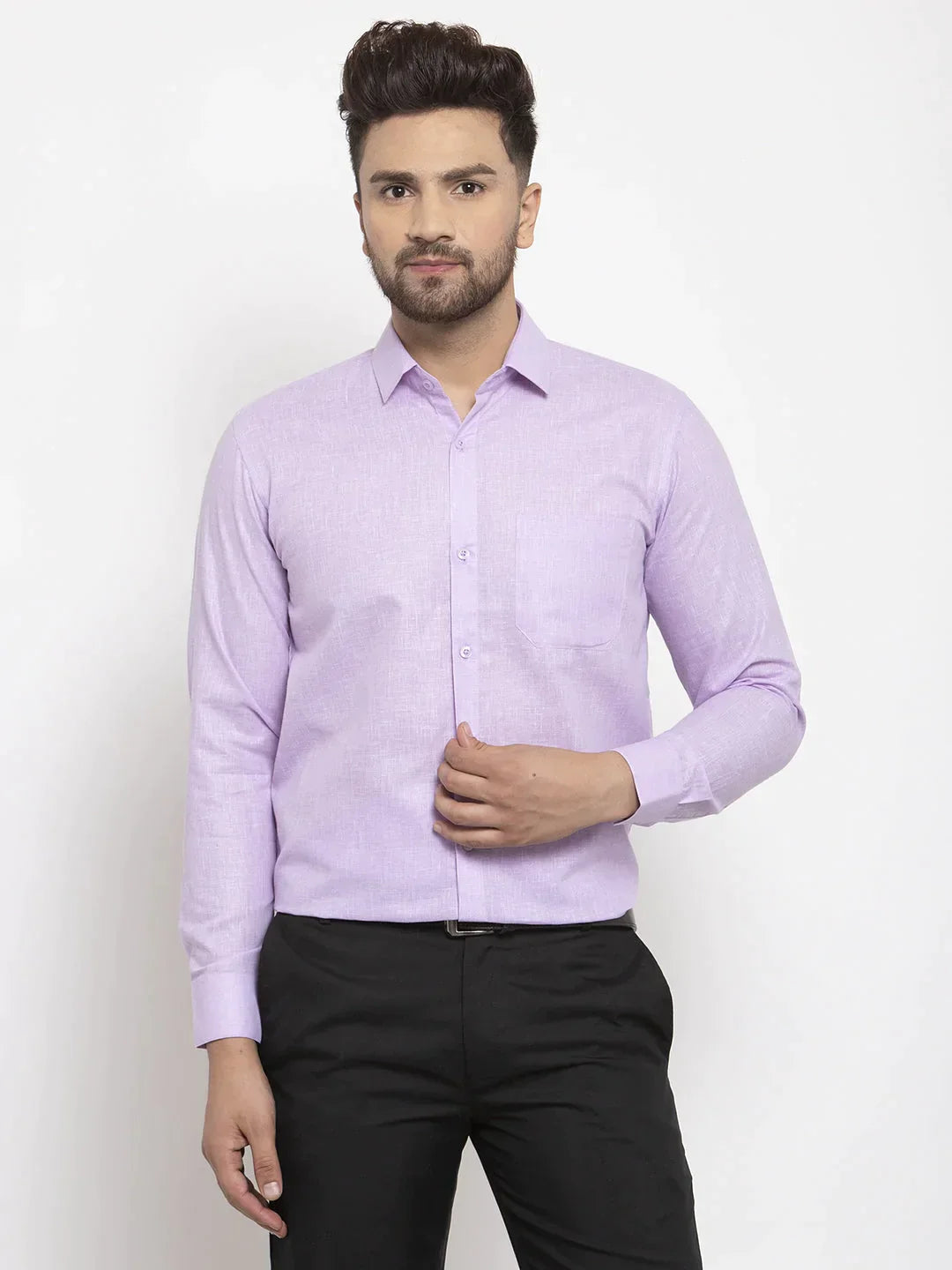 Men's Purple Dobby Solid Formal Shirts - Taantav