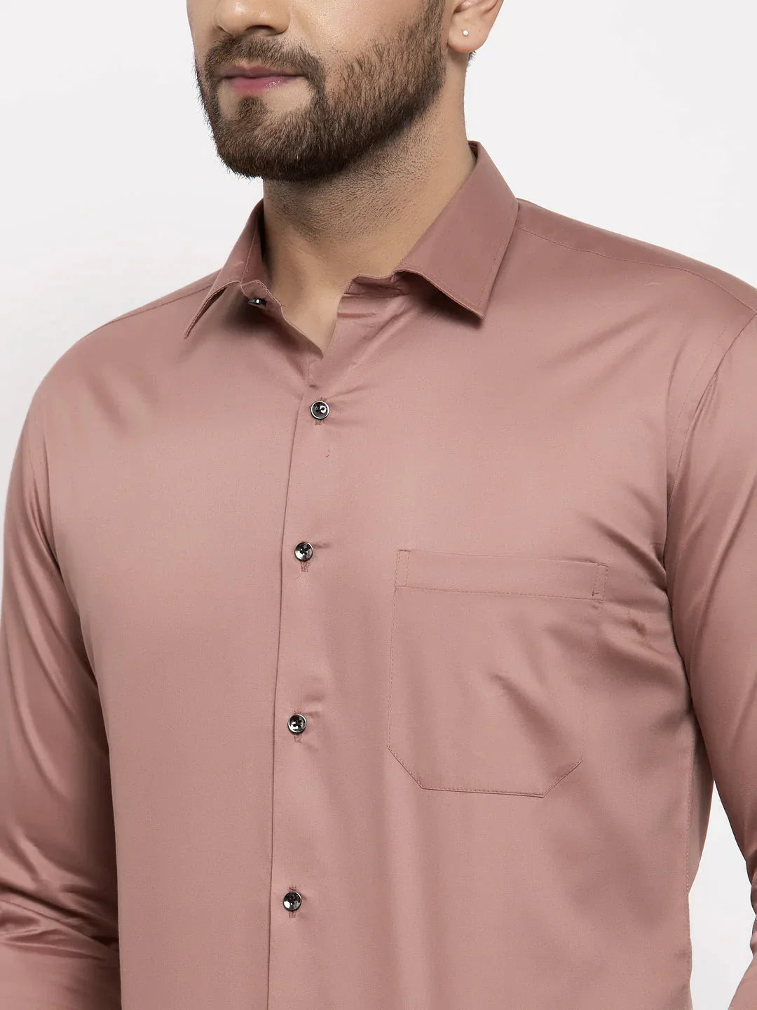 Men's Brown Cotton Solid Formal Shirt's - Taantav