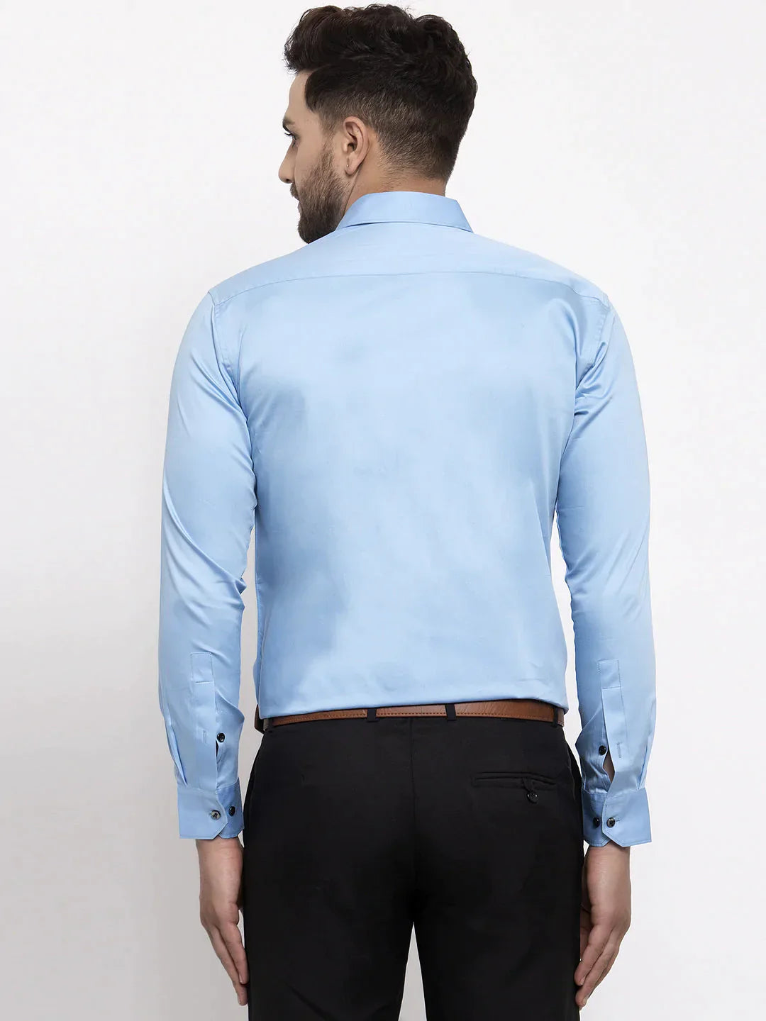 Men's Blue Cotton Solid Formal Shirt's - Taantav