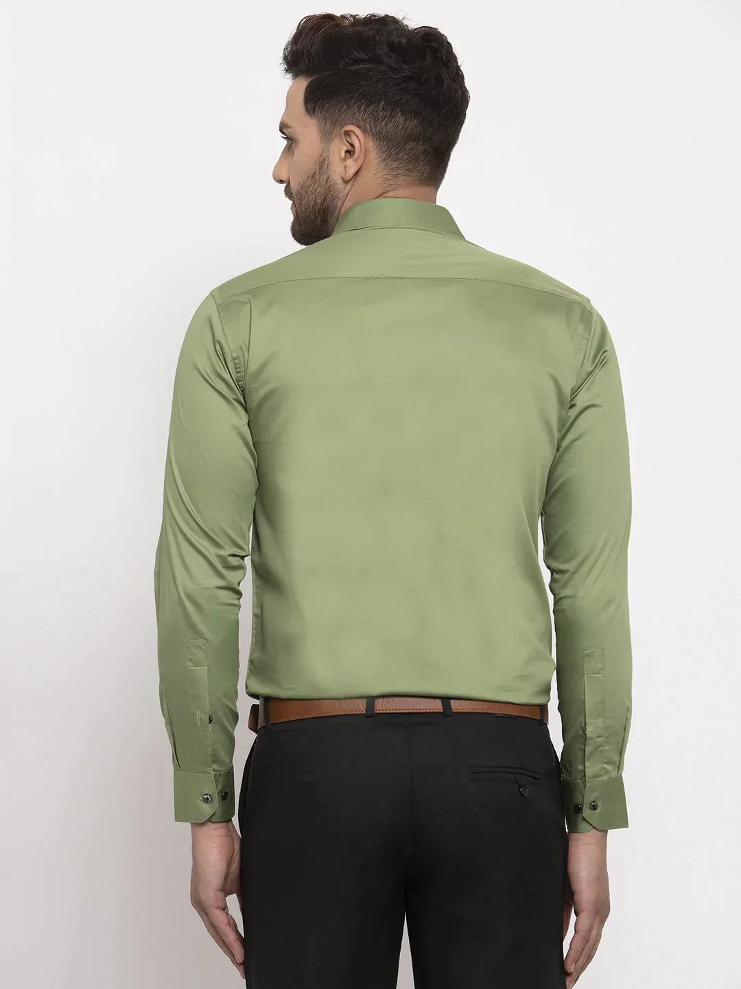 Men's Olive Cotton Solid Formal Shirt's - Taantav