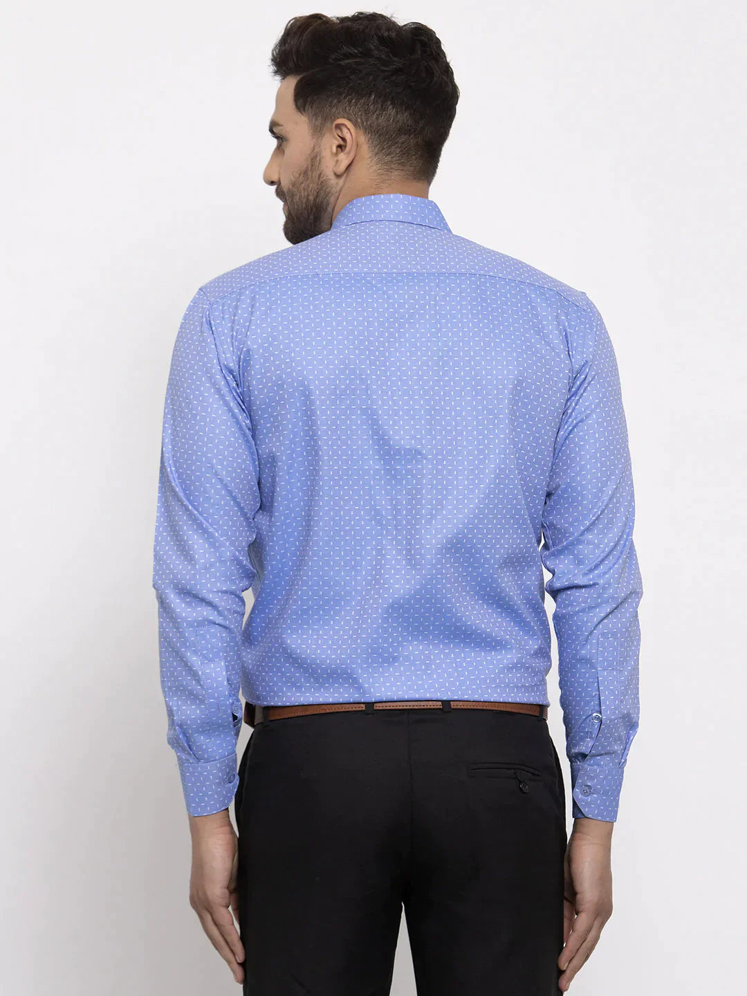 Men's Blue Cotton Printed Formal Shirt's - Taantav