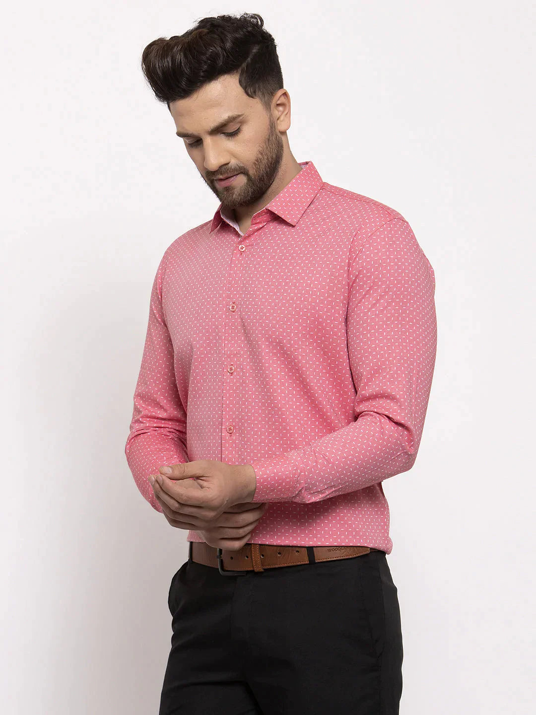 Men's Red Cotton Printed Formal Shirt's - Taantav