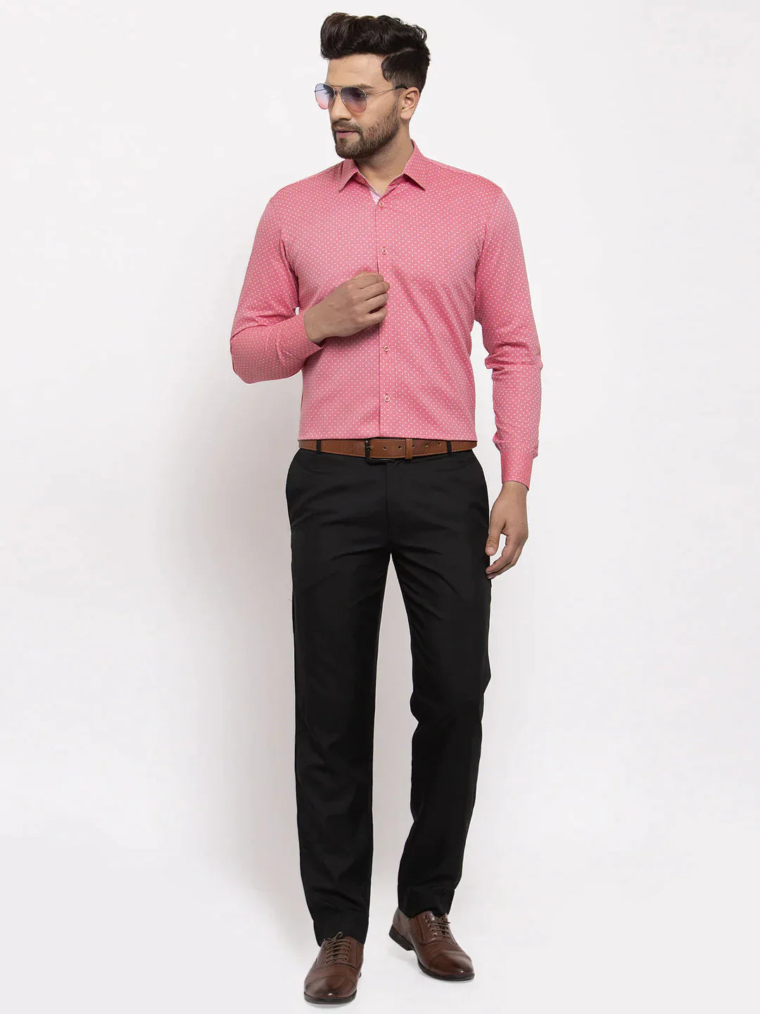 Men's Red Cotton Printed Formal Shirt's - Taantav