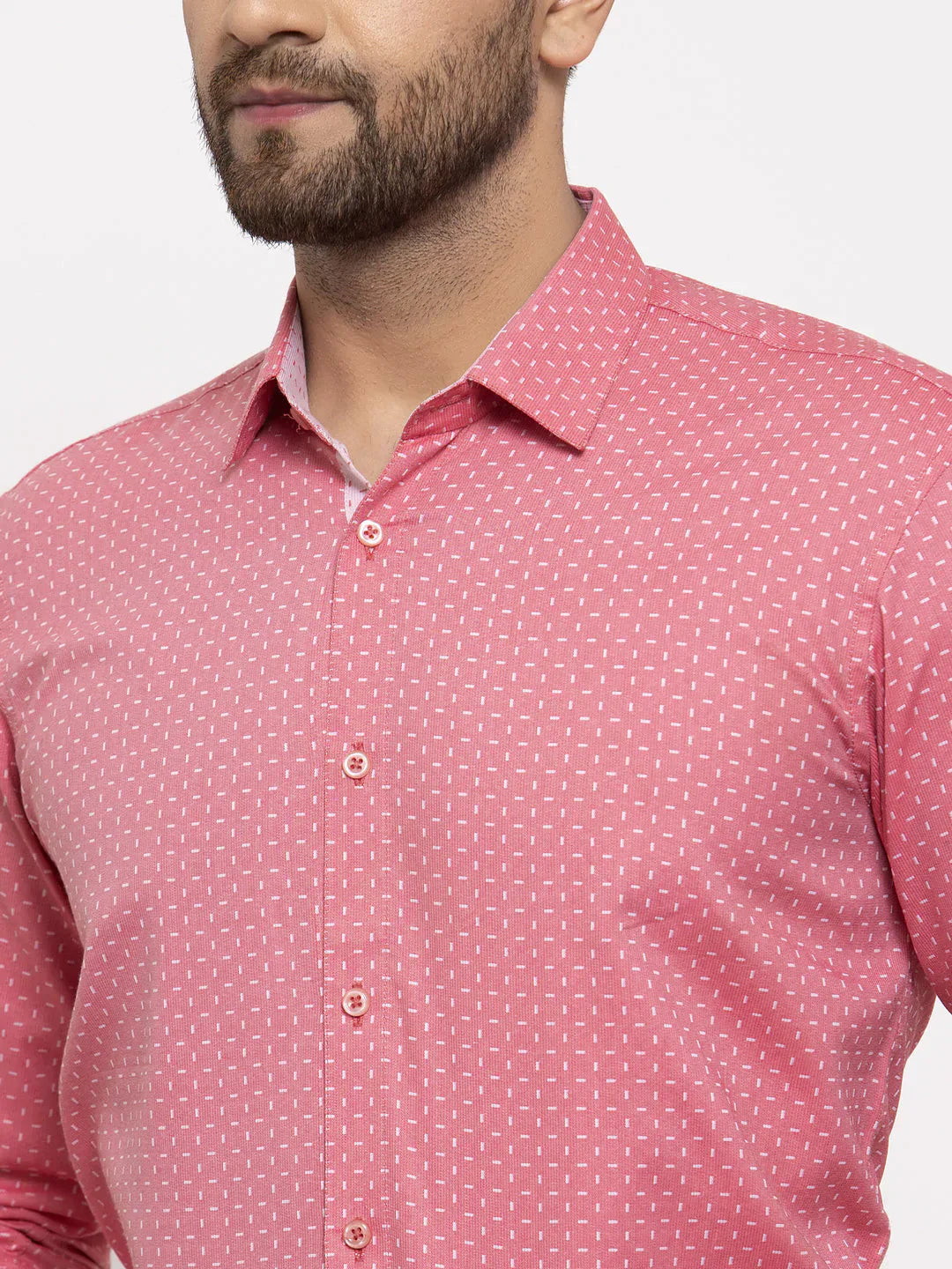 Men's Red Cotton Printed Formal Shirt's - Taantav