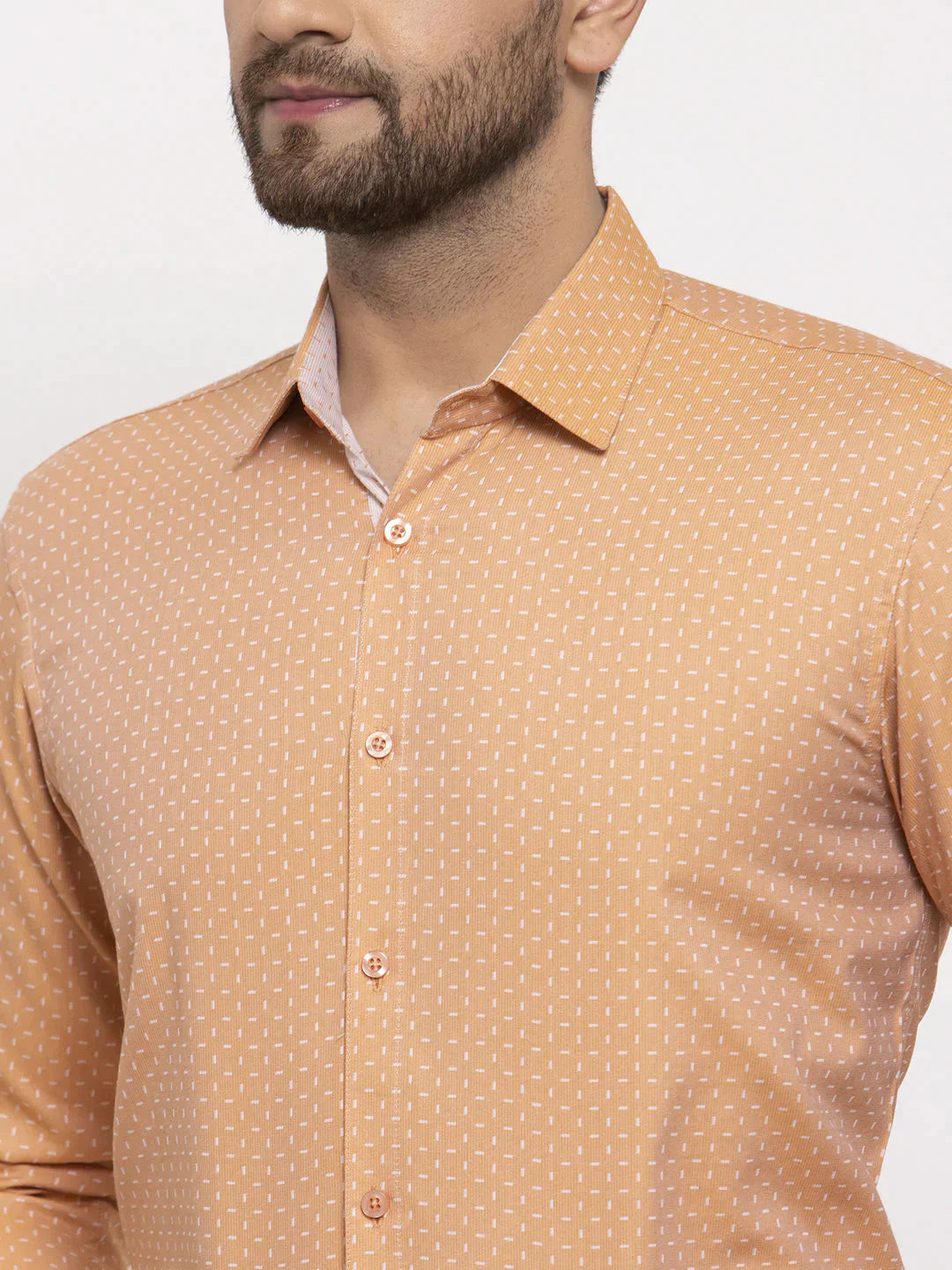 Men's Brown Cotton Printed Formal Shirt's - Taantav