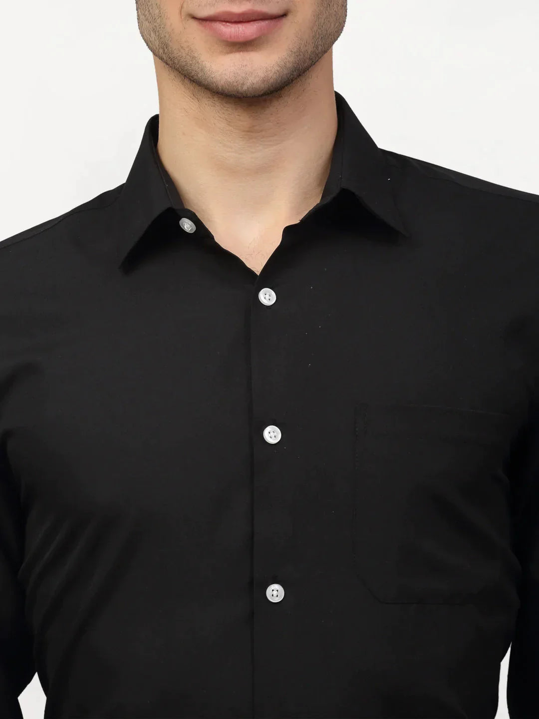 Men's Black Solid Formal Shirts - Taantav