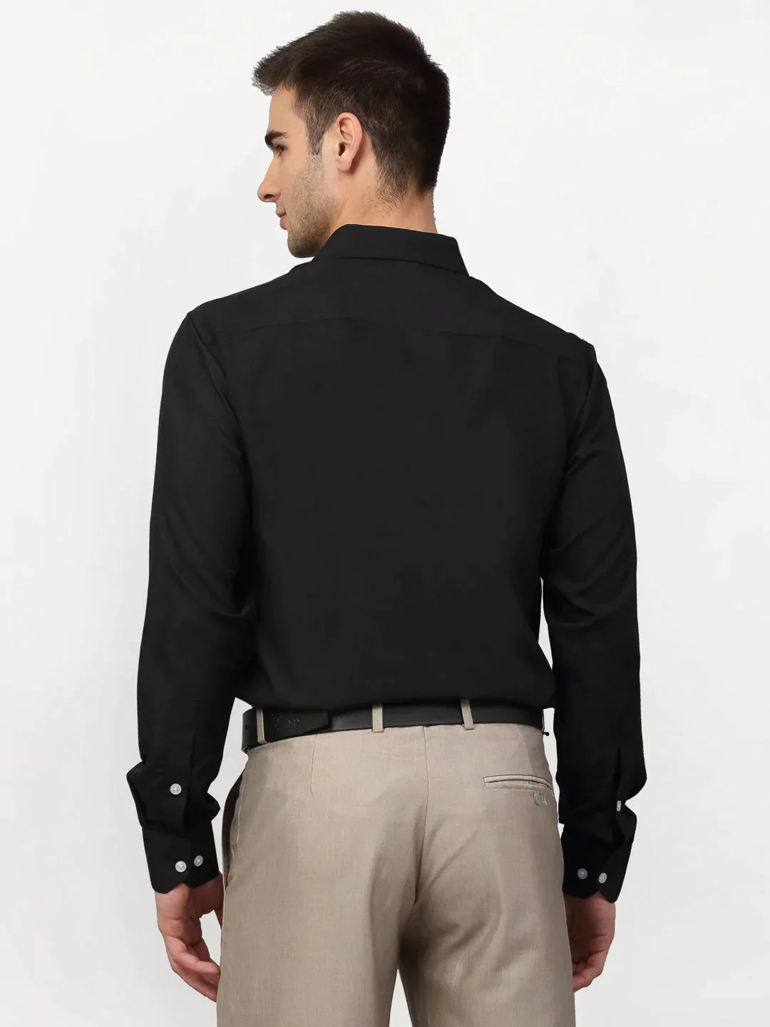 Men's Black Solid Formal Shirts - Taantav