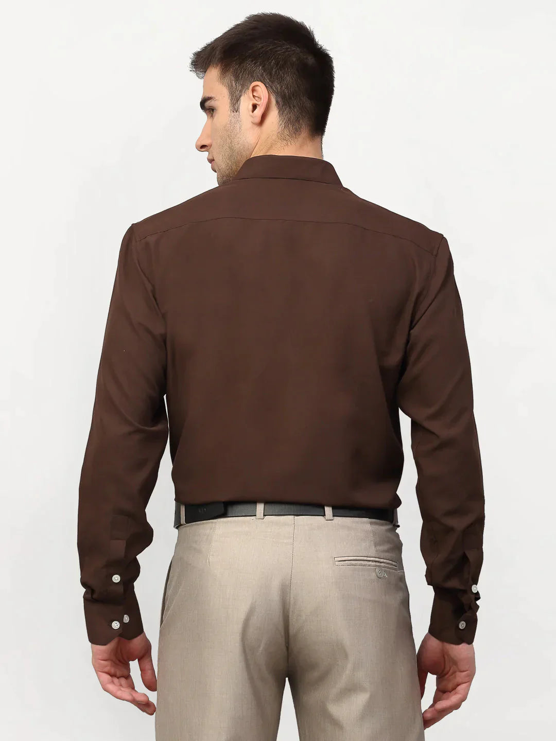 Men's Brown Solid Formal Shirts - Taantav